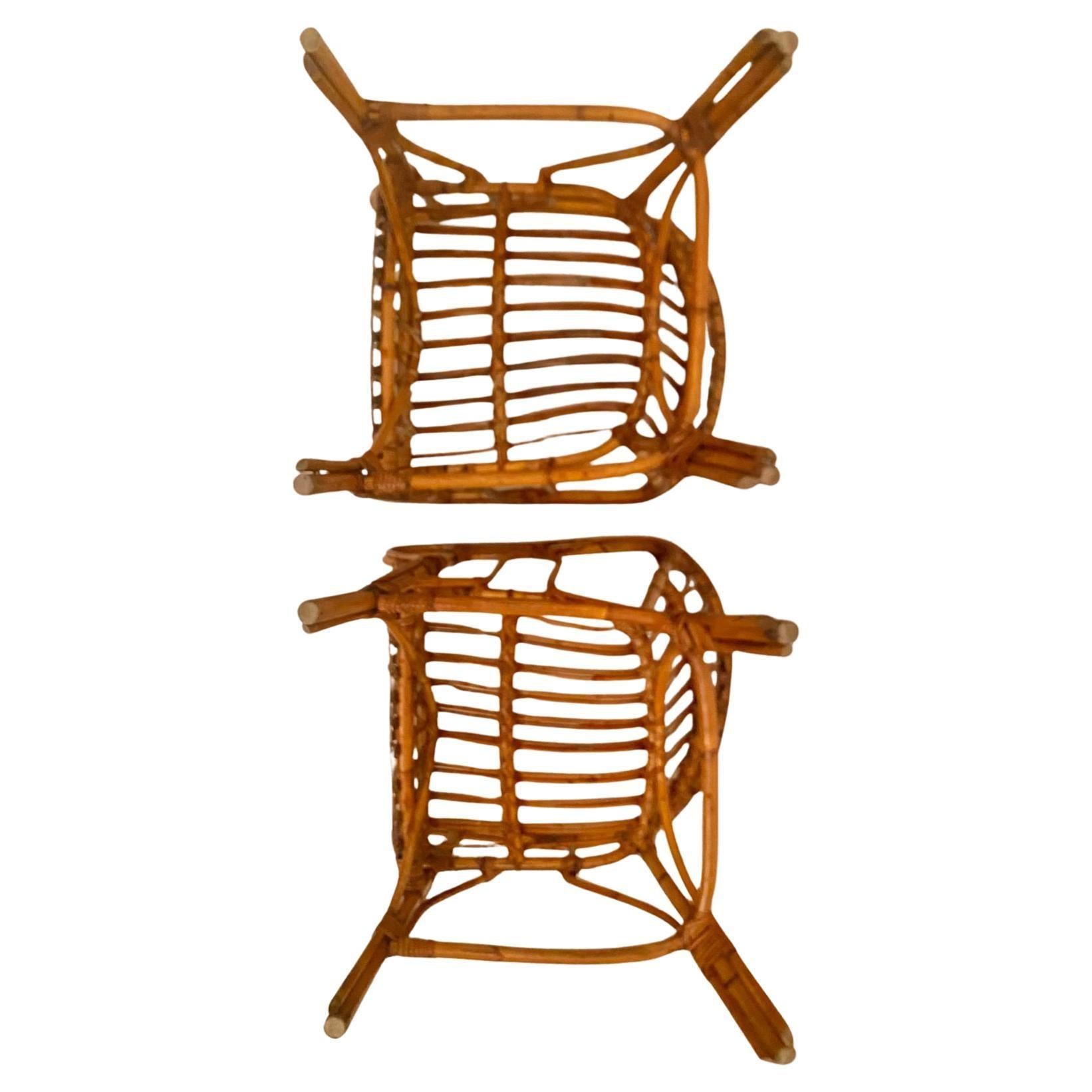 Mid Century Modern Bamboo Chairs and Table Set, Italy 1960s For Sale 7