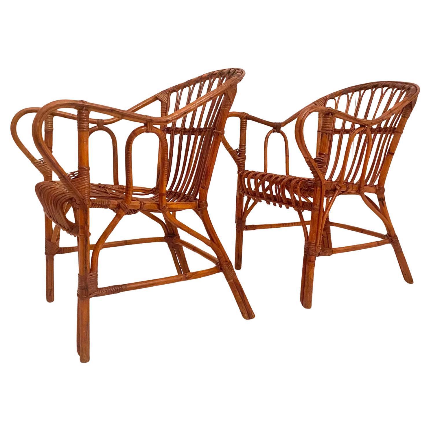 Mid Century Modern Bamboo Chairs and Table Set, Italy 1960s In Good Condition For Sale In Ceglie Messapica, IT
