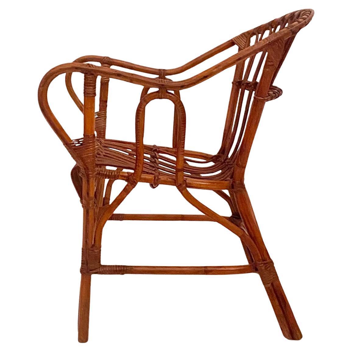 Mid Century Modern Bamboo Chairs and Table Set, Italy 1960s For Sale 3