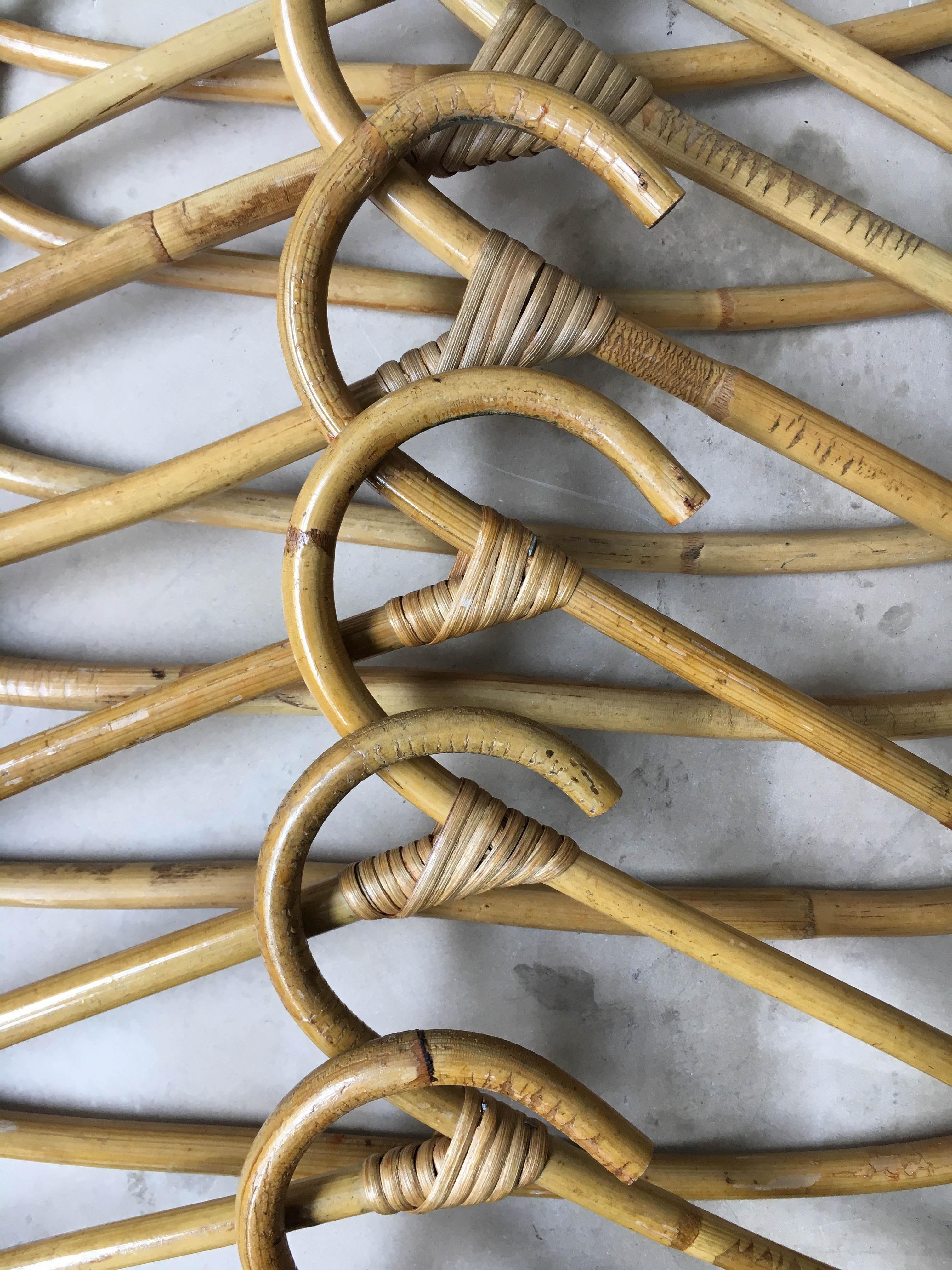 Mid-Century Modern Bamboo Coat Hangers Set of Eleven, Italy 1970s For Sale 3