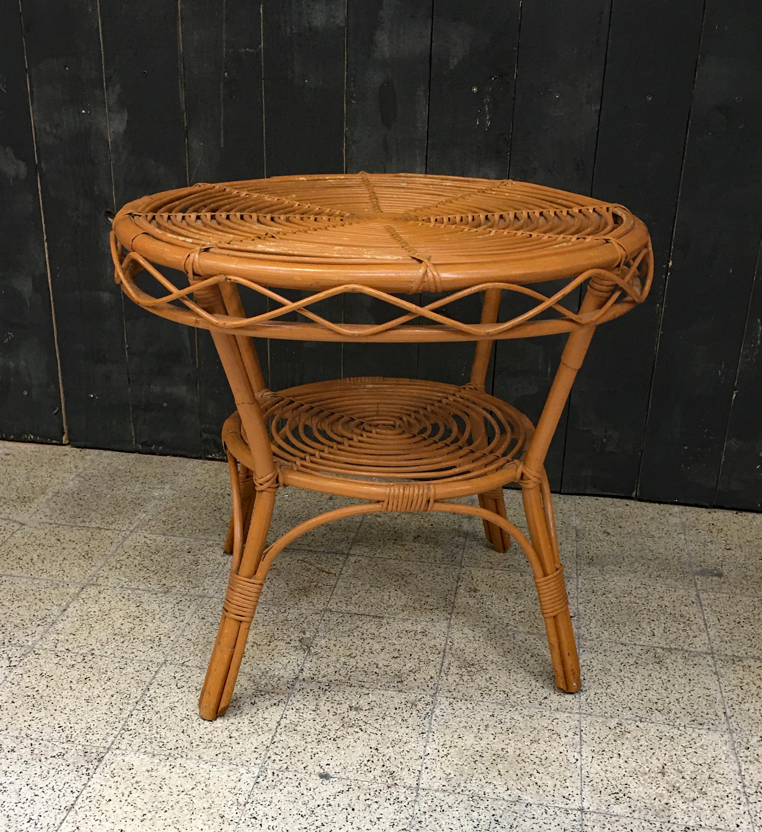 Mid-Century Modern Bamboo Coffee Gueridon, 1950s In Good Condition For Sale In Saint-Ouen, FR