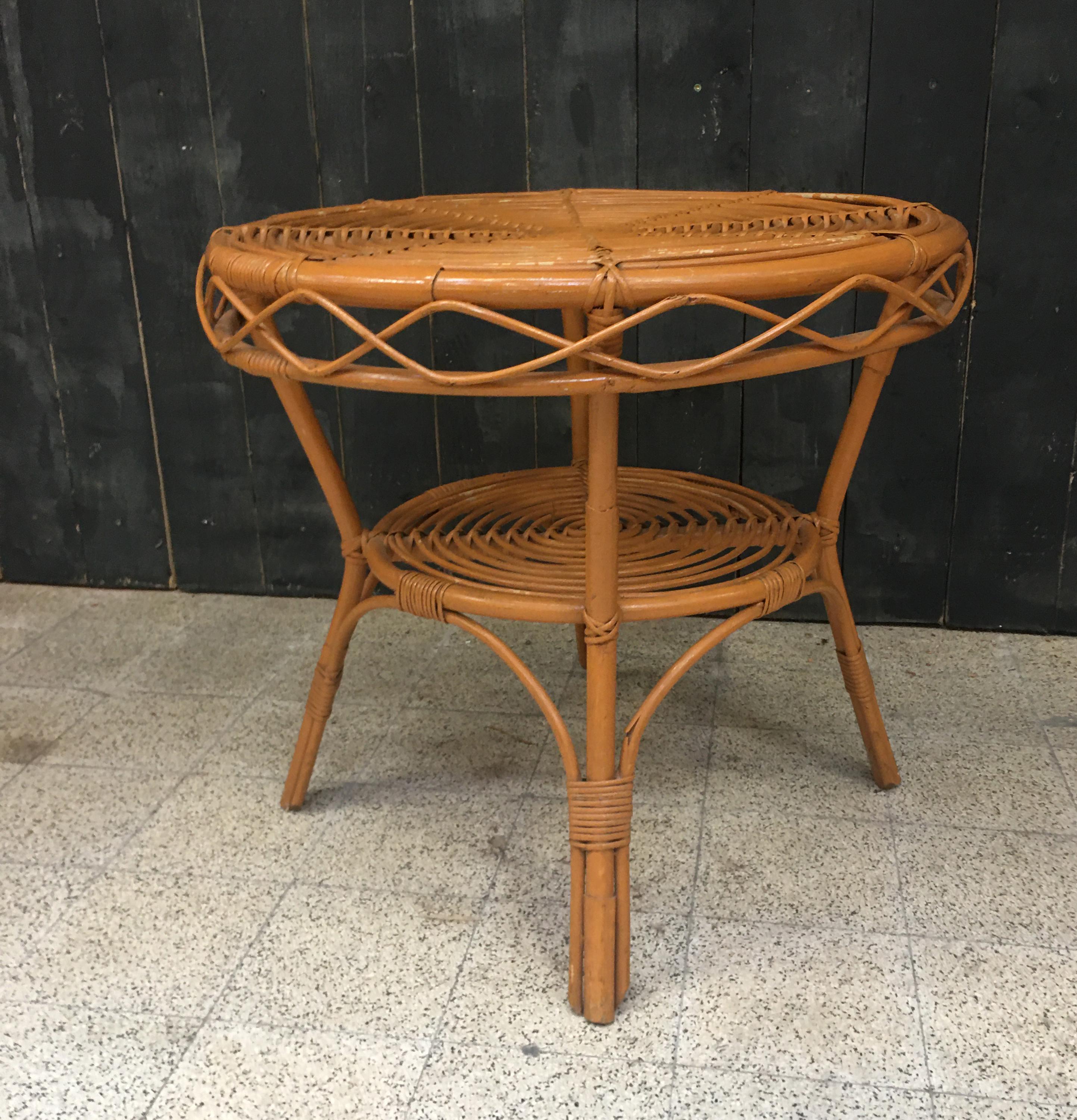 Mid-20th Century Mid-Century Modern Bamboo Coffee Gueridon, 1950s For Sale