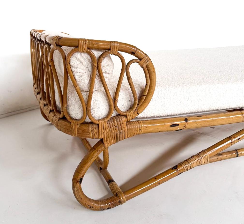 Fabric Mid-Century Modern Bamboo Daybed, Italy, 1960s