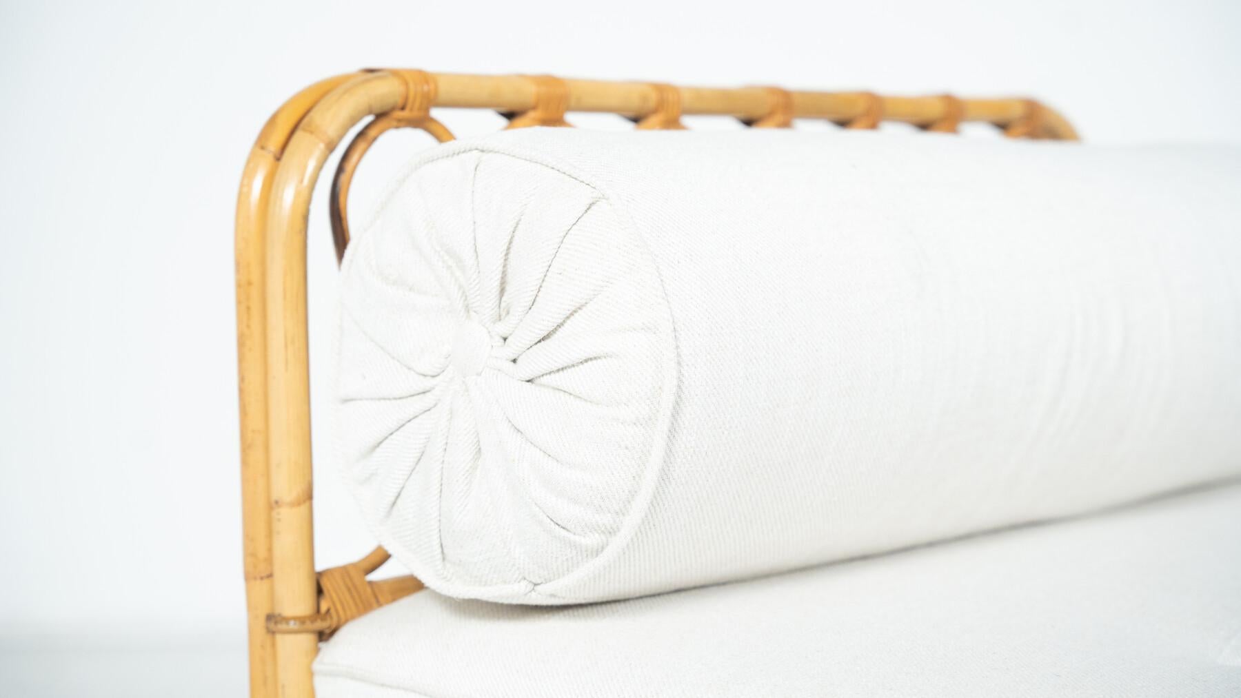 Lettino da giorno in bambù della modernità di metà secolo, Italia, anni '60 - &New Upholstery In condizioni buone in vendita a Brussels, BE