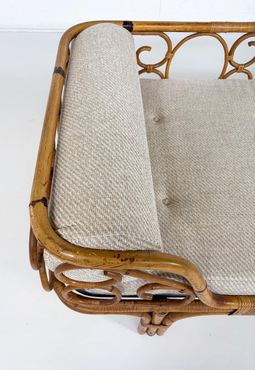 Cama de día de bambú moderna de mediados de siglo, Italia, años 60 - Nueva Tapicería siglo XX en venta