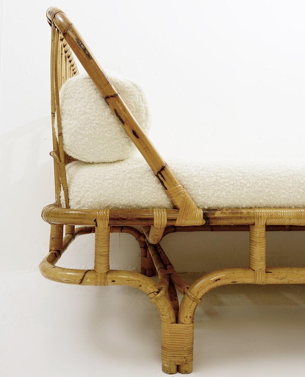 Mid-Century Modern Bamboo Daybed, Italy, 1960s - New Upholstery  2