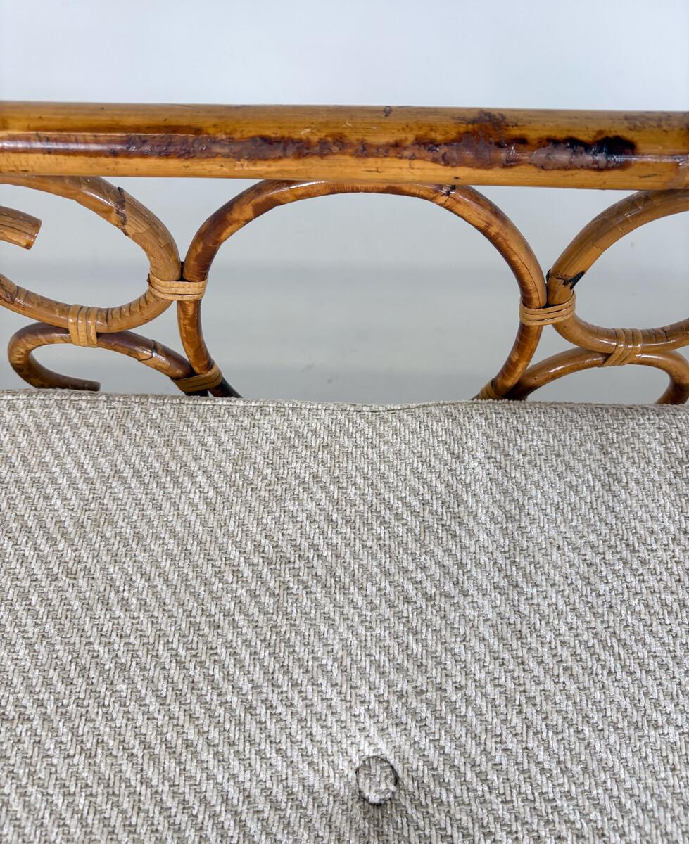 Cama de día de bambú moderna de mediados de siglo, Italia, años 60 - Nueva Tapicería en venta 1
