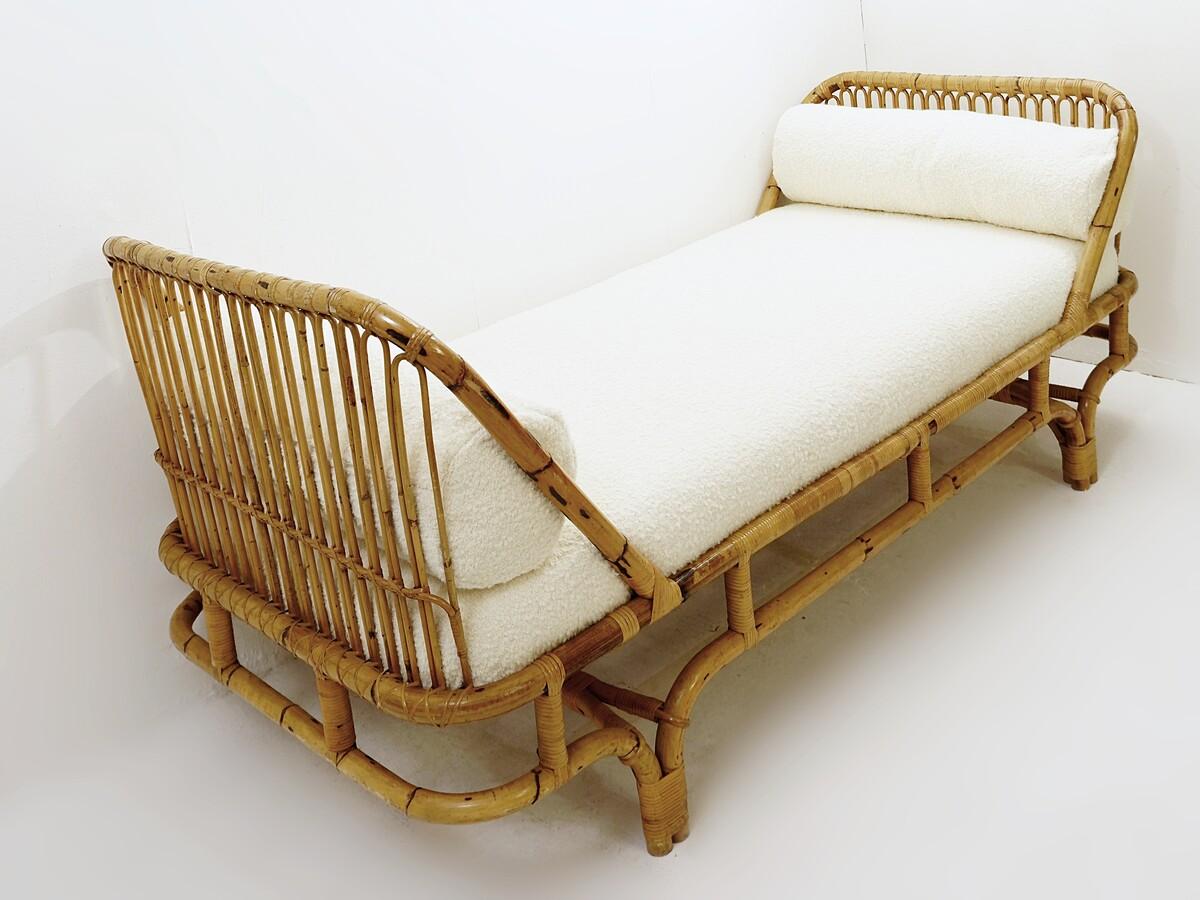 Mid-Century Modern Bamboo Daybed, Italy, 1960s - New Upholstery  3