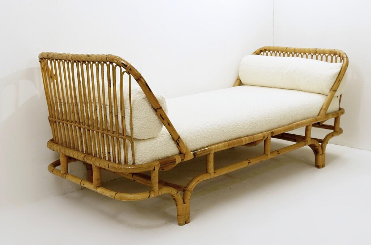 Mid-Century Modern Bamboo Daybed, Italy, 1960s - New Upholstery  4