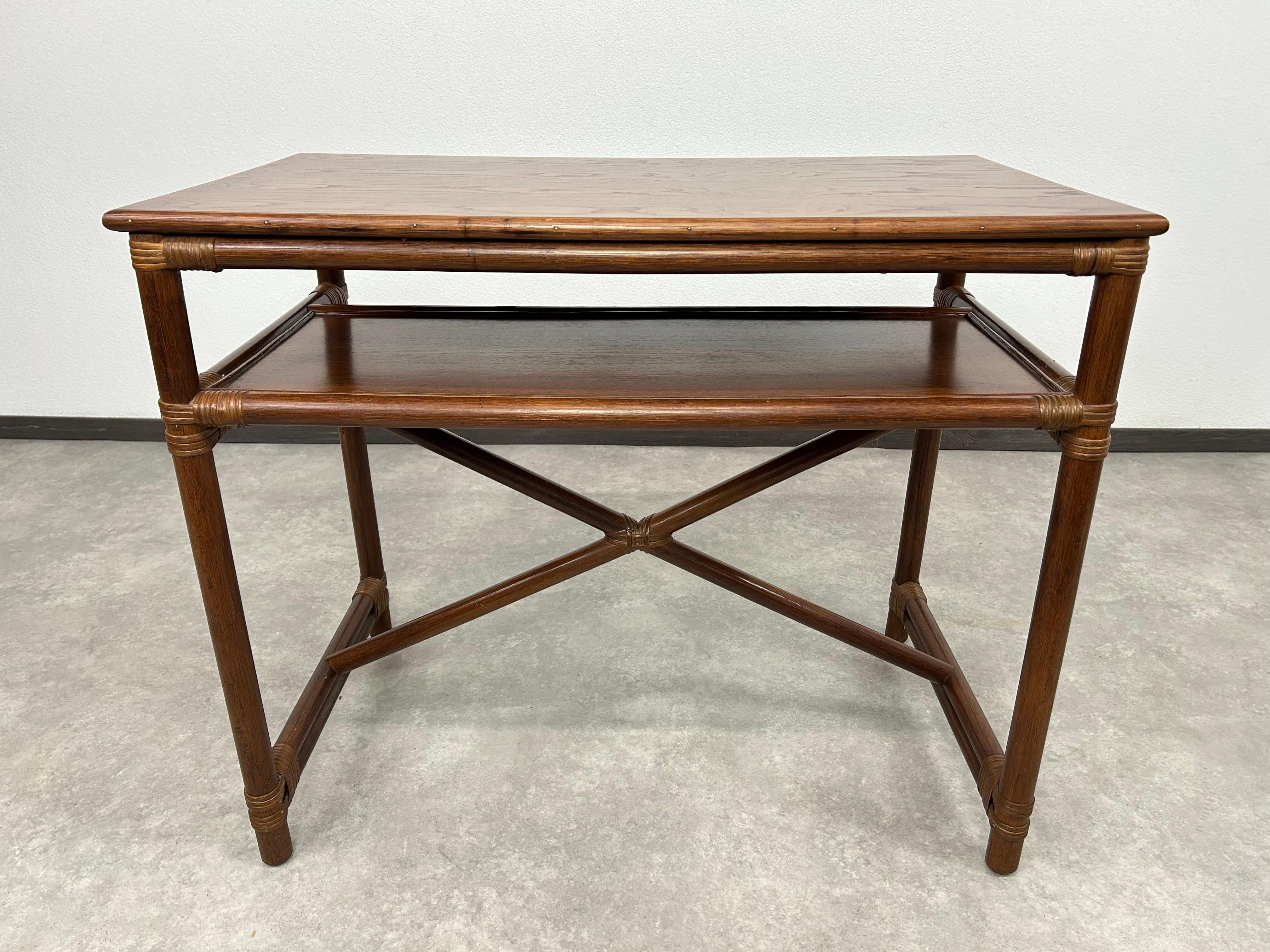 Mid-century modern bamboo desk table by Gervasoni For Sale 4