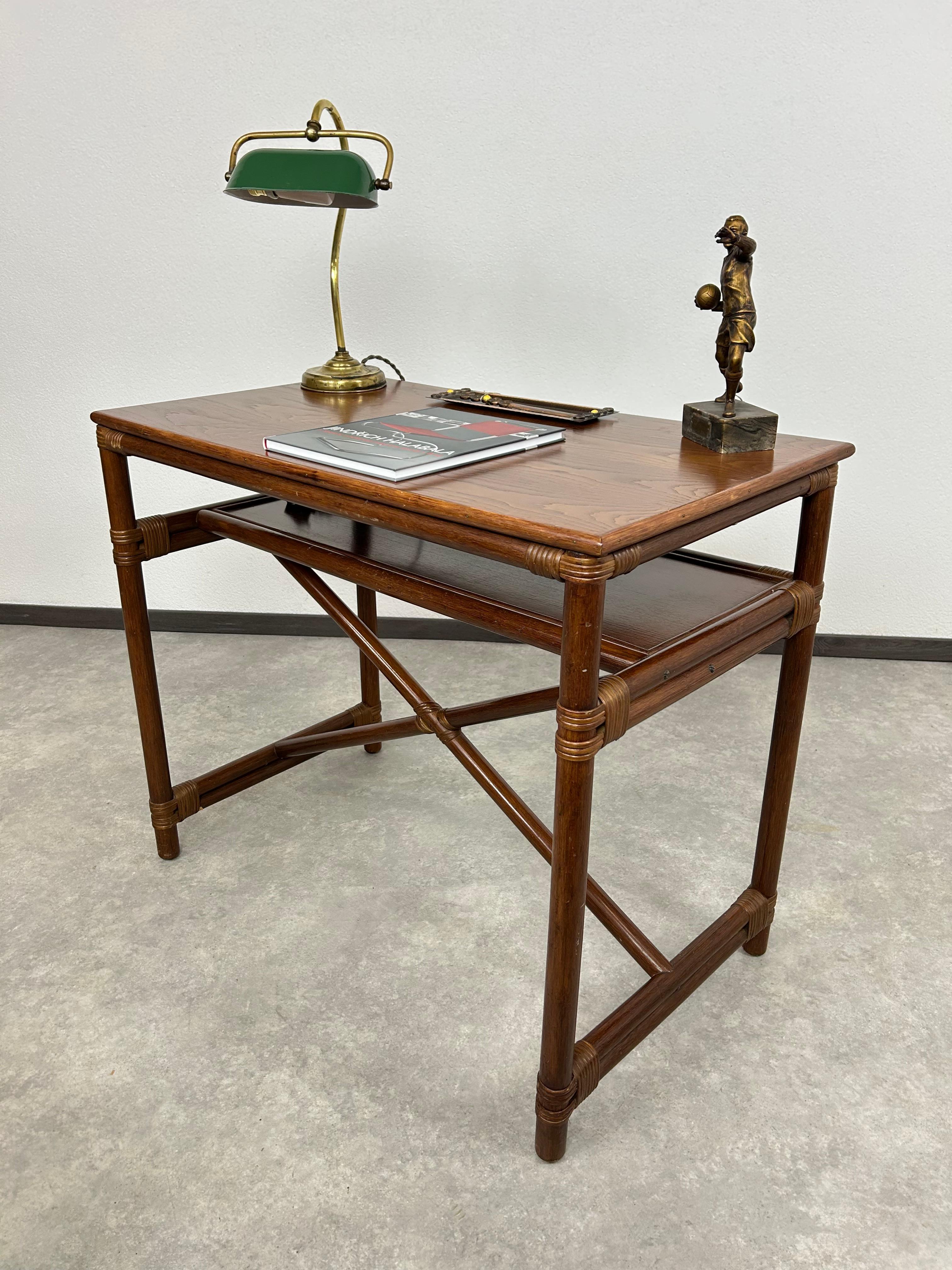 Italian Mid-century modern bamboo desk table by Gervasoni For Sale