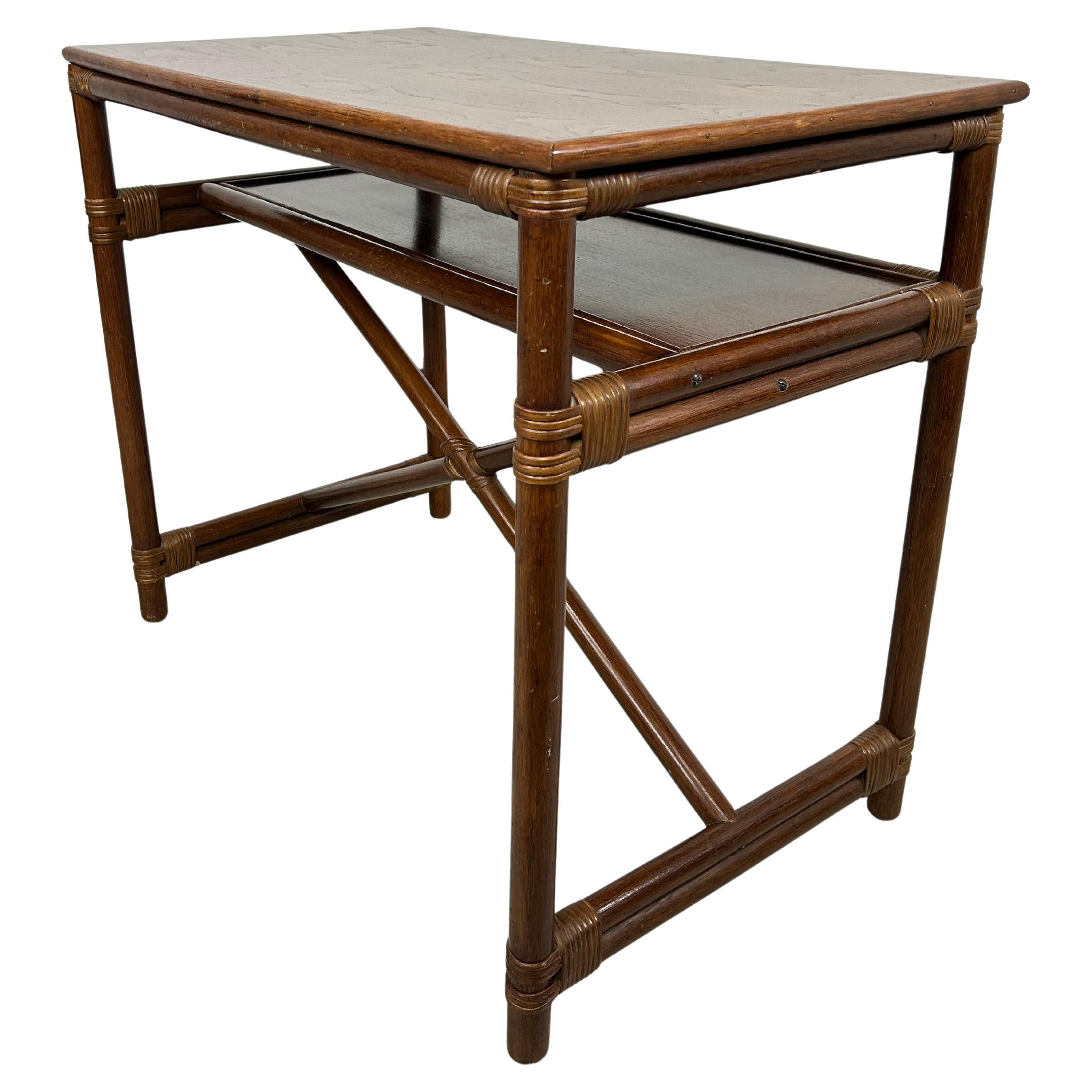 Mid-century modern bamboo desk table by Gervasoni For Sale
