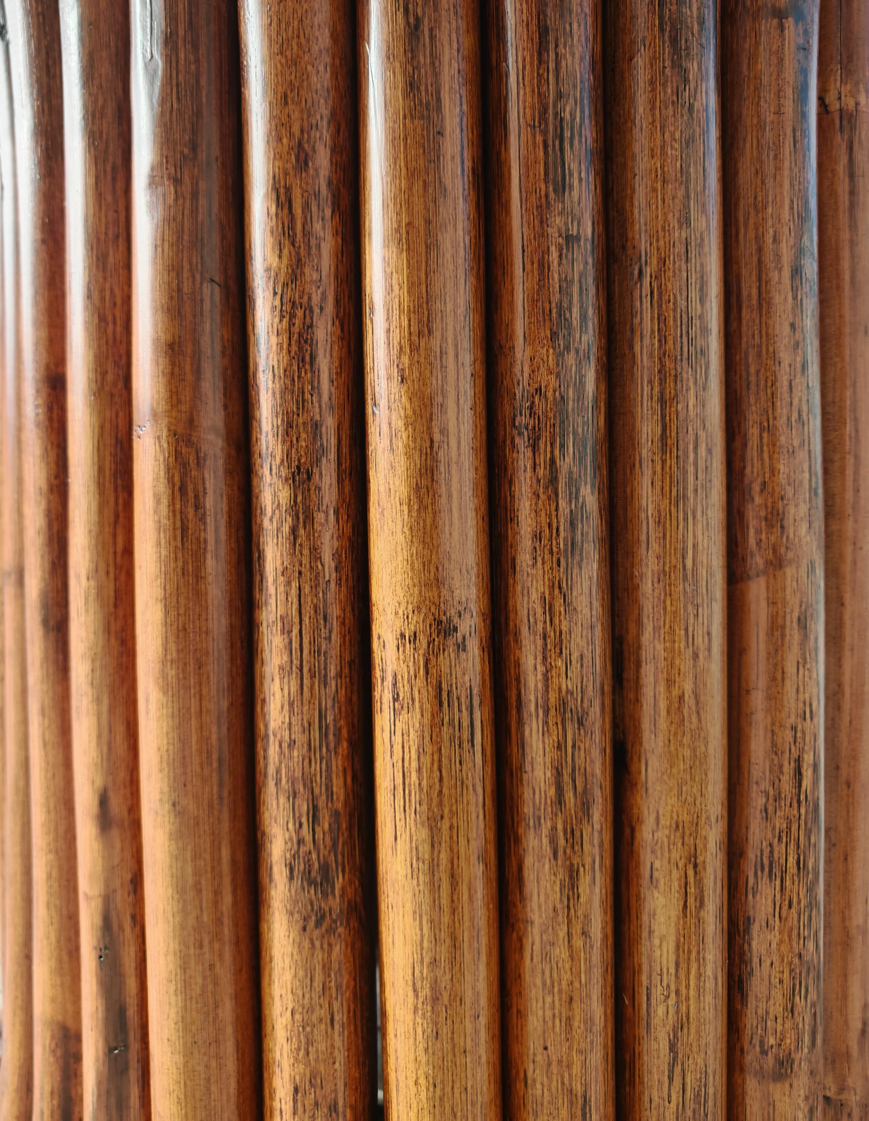 Mid Century Modern Bamboo Dining Table with a smoked glass top, Italy 1970s For Sale 4