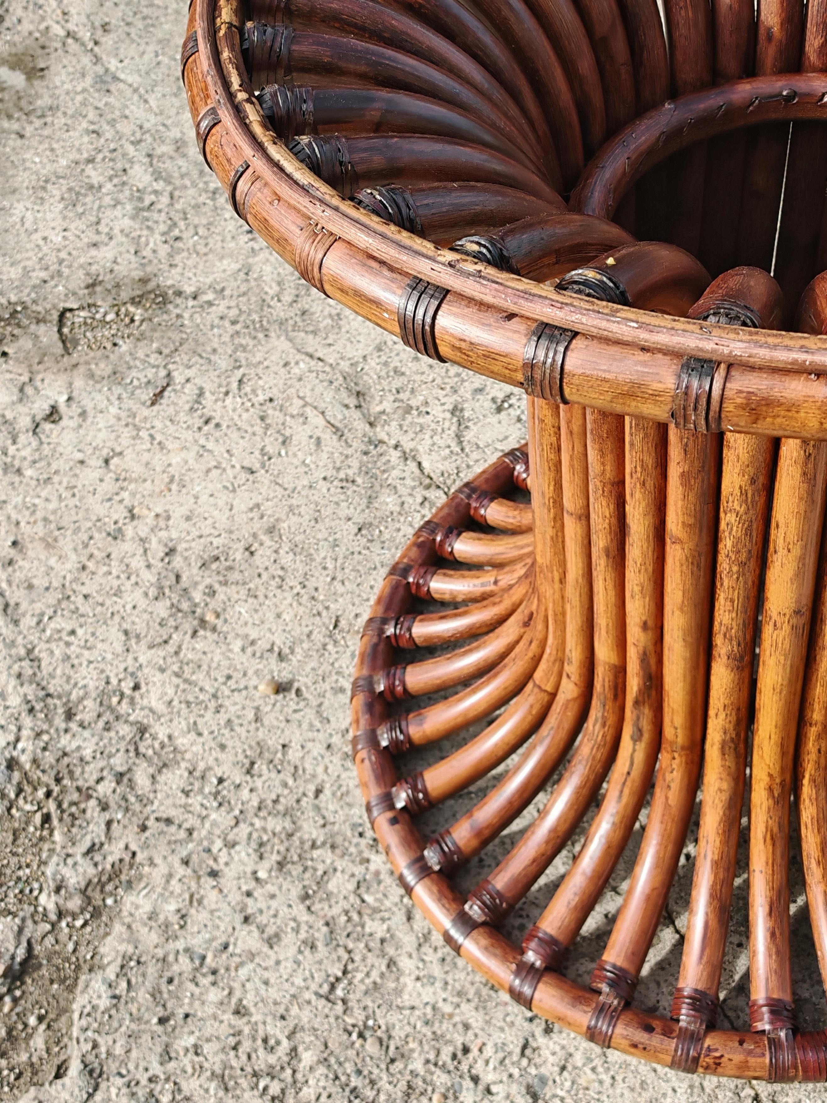 Mid Century Modern Bamboo Dining Table with a smoked glass top, Italy 1970s For Sale 6