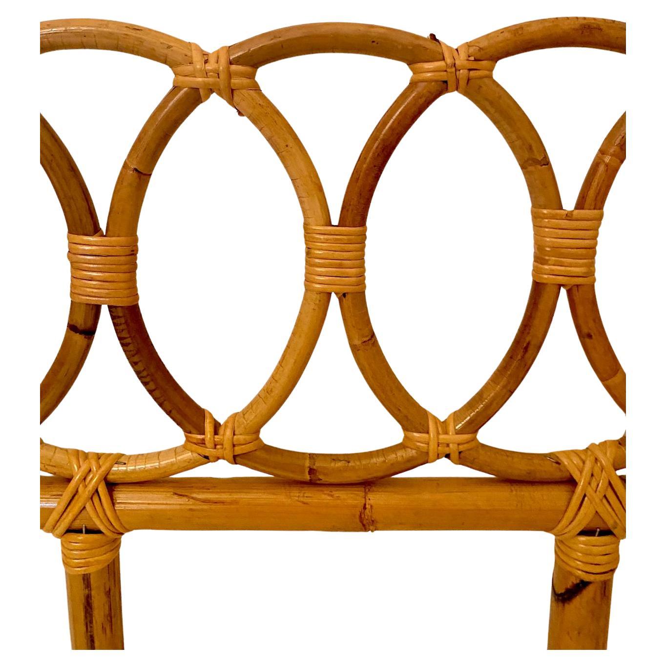 Italian Mid Century Modern Bamboo Double Bed Frame, Italy 1960