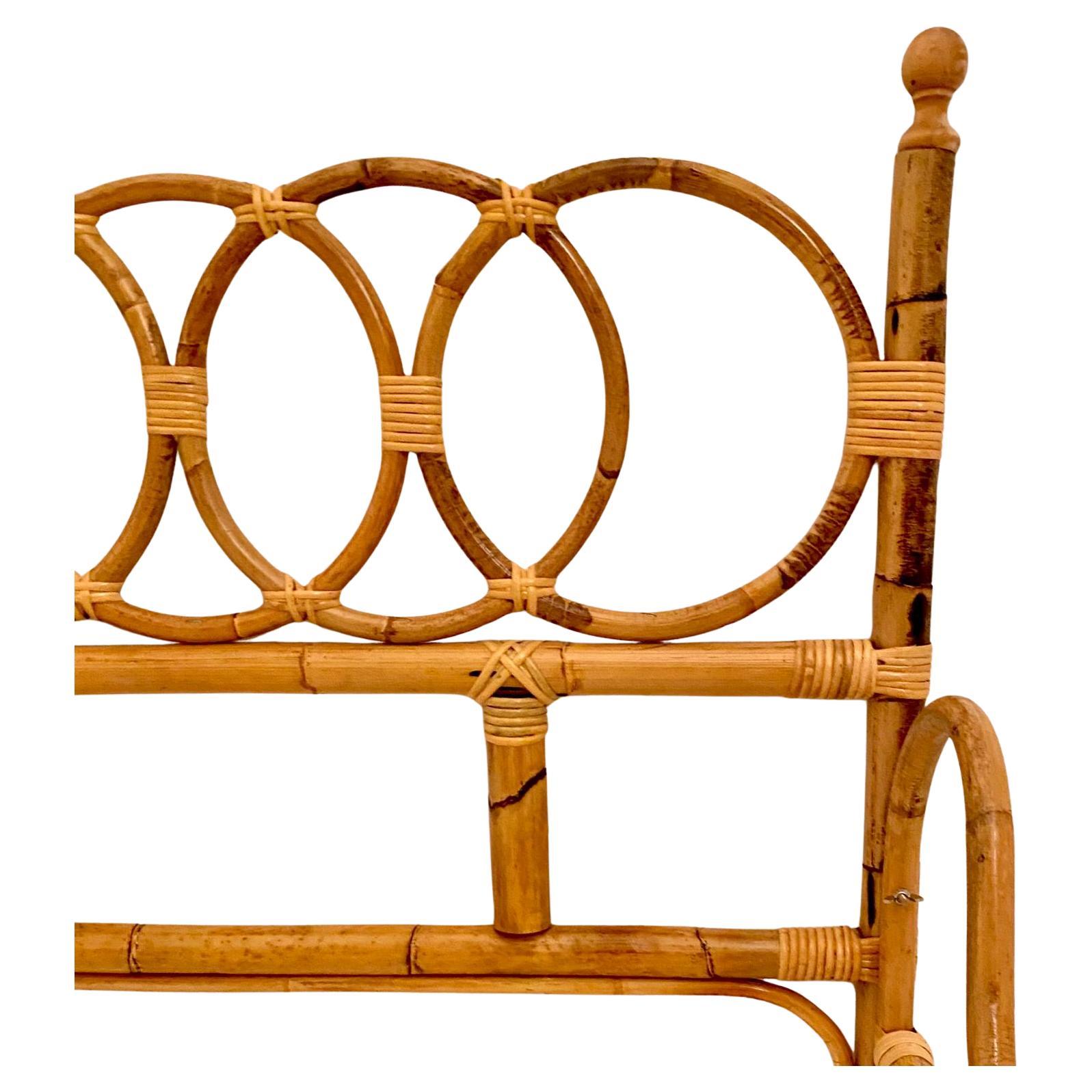 Mid-20th Century Mid Century Modern Bamboo Double Bed Frame, Italy 1960