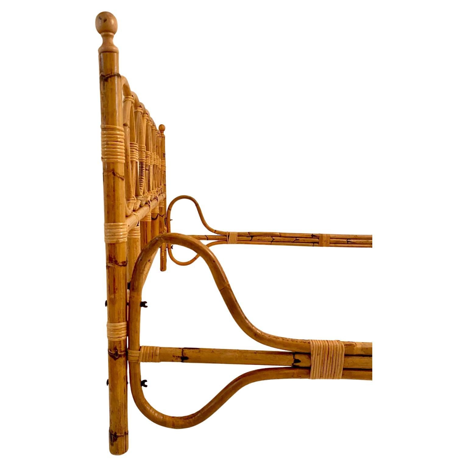 Mid Century Modern Bamboo Double Bed Frame, Italy 1960 2