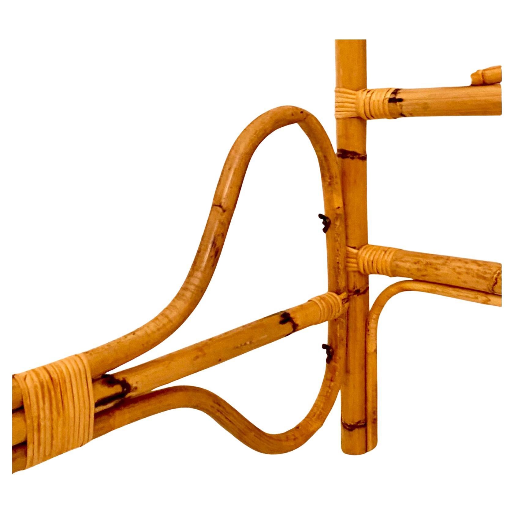 Mid Century Modern Bamboo Double Bed Frame, Italy 1960 3