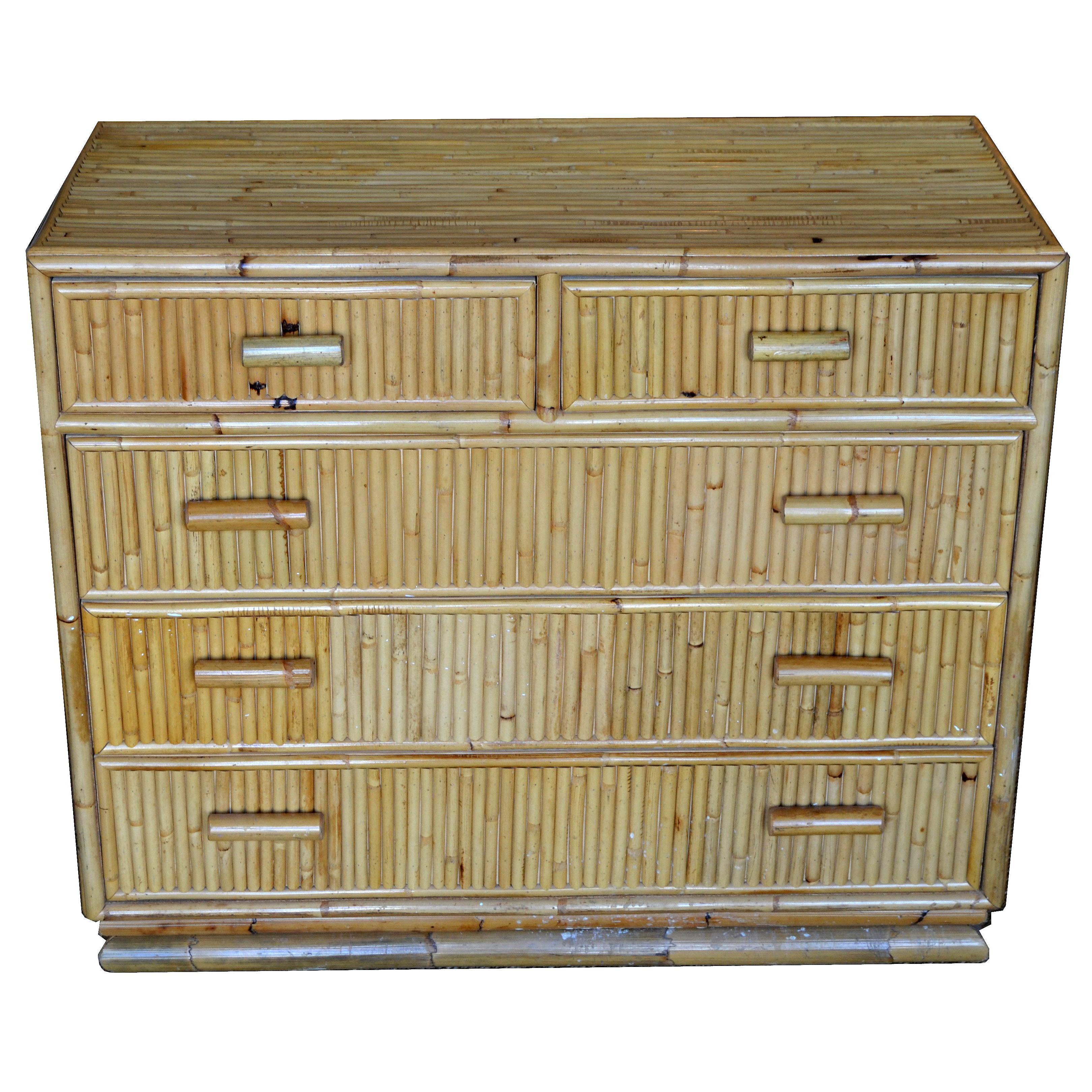 Mid-Century Modern Bamboo Dresser / Chest of Drawers