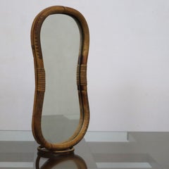 Miroir de coiffeuse en bambou, Italie, années 1970