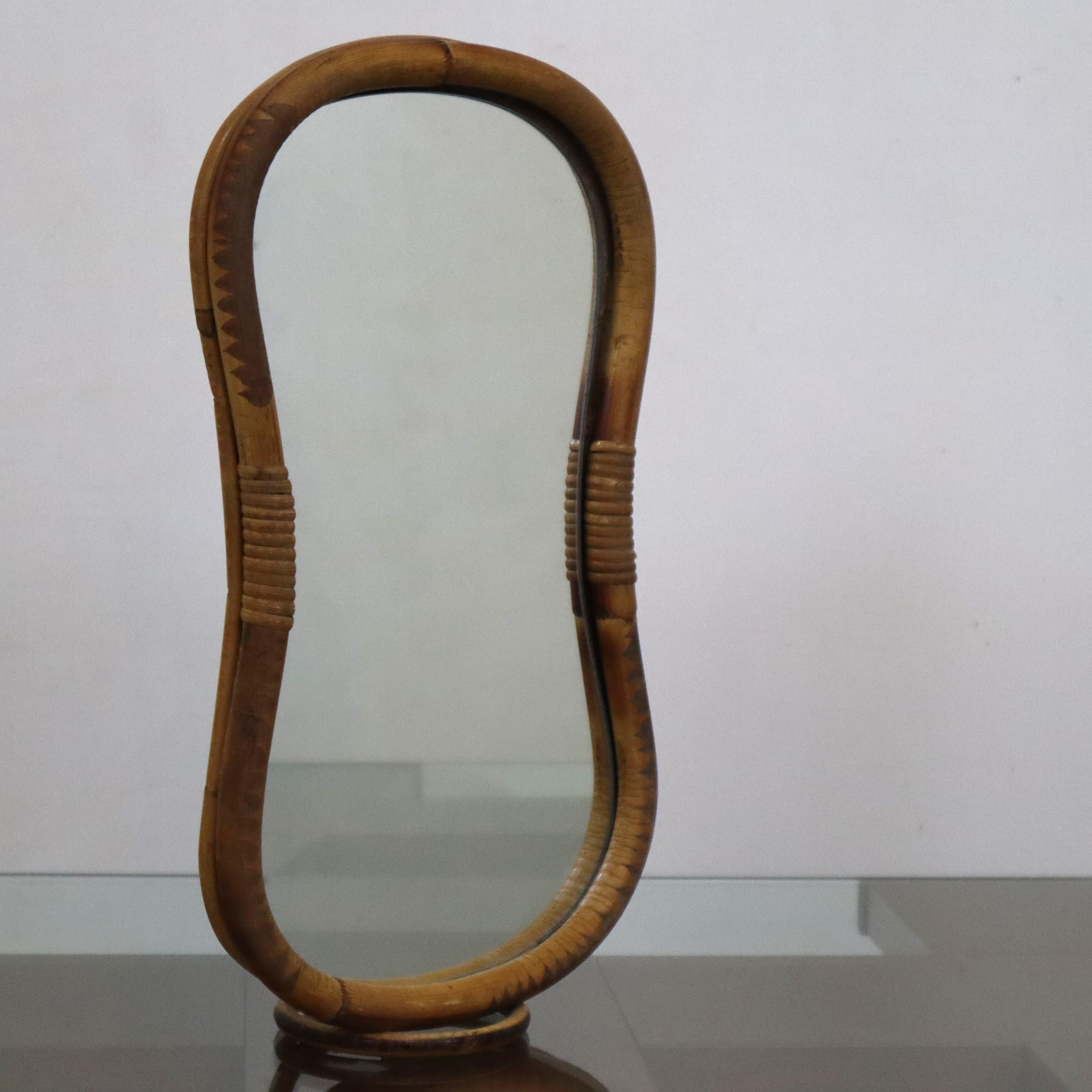 Mid-Century Modern Mid-century modern bamboo dressing table mirror, Italy, 1970s