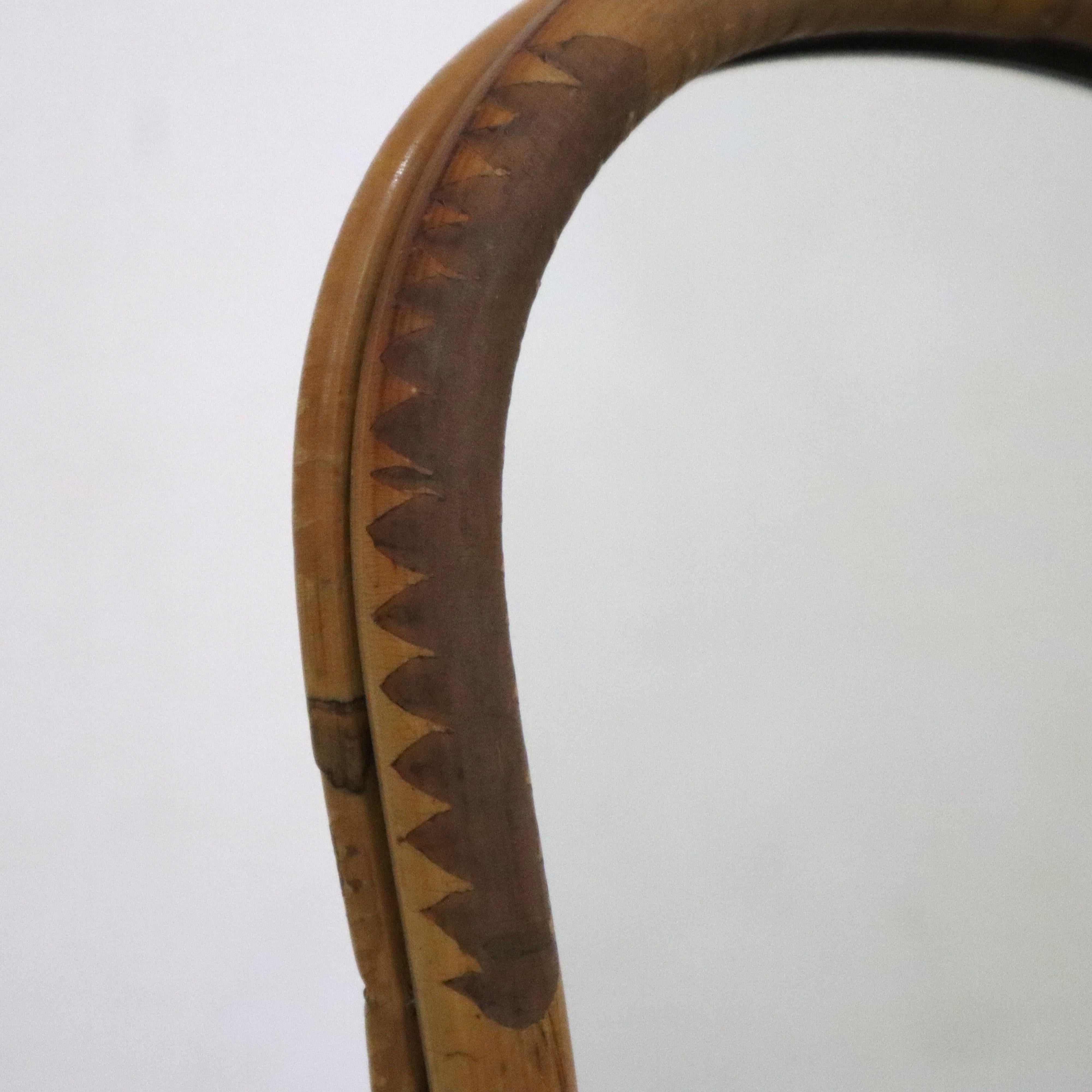 European Mid-century modern bamboo dressing table mirror, Italy, 1970s