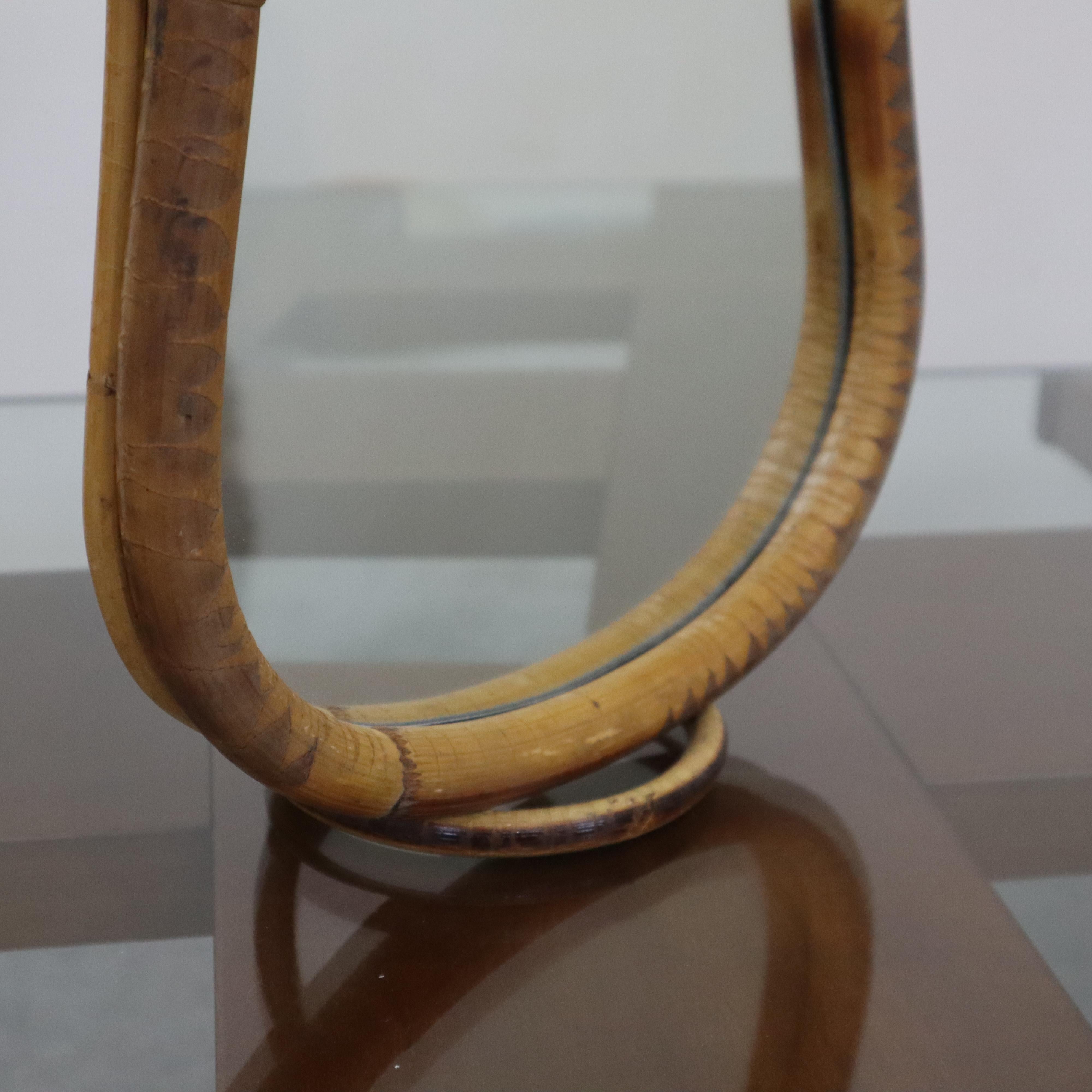 Late 20th Century Mid-century modern bamboo dressing table mirror, Italy, 1970s