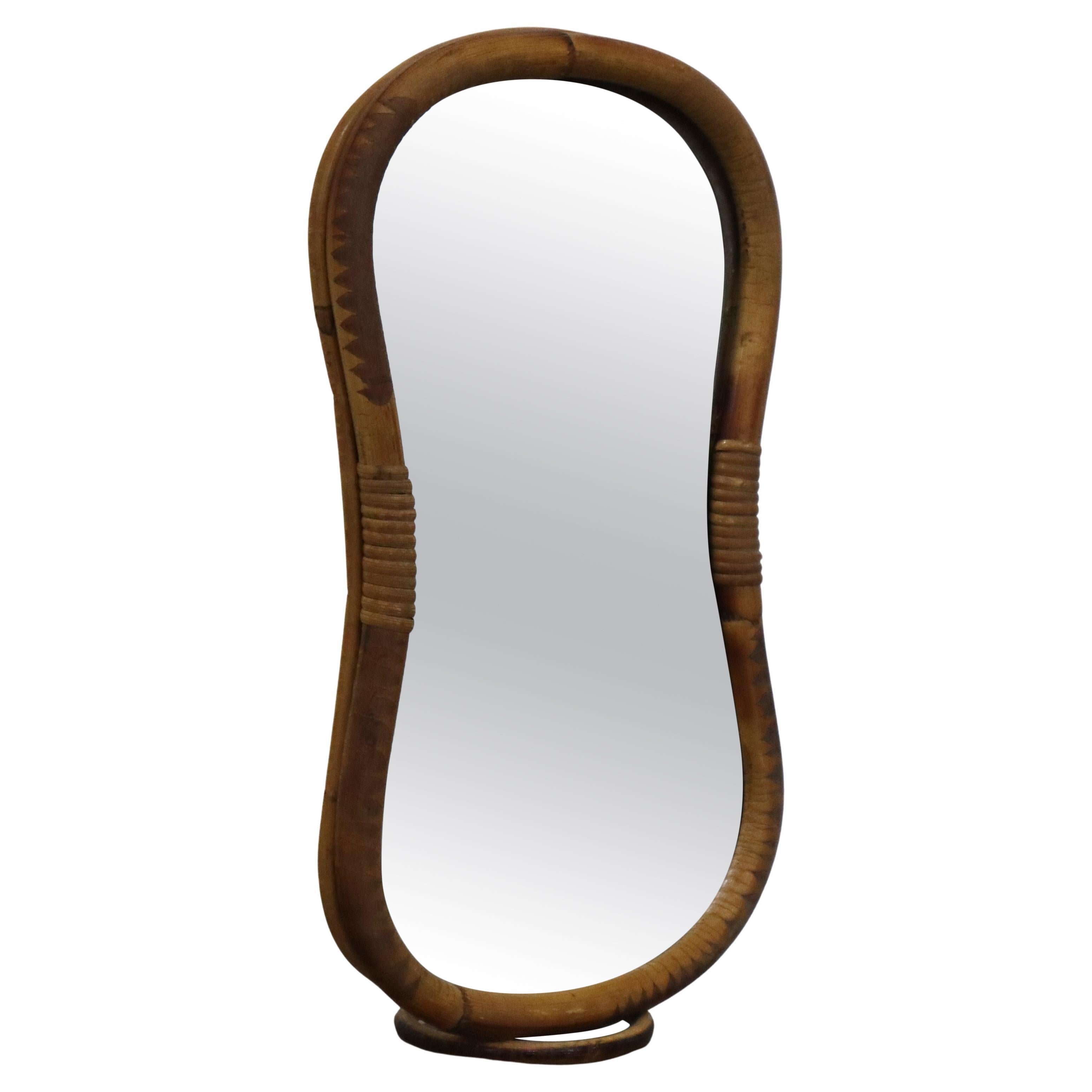 Mid-century modern bamboo dressing table mirror, Italy, 1970s