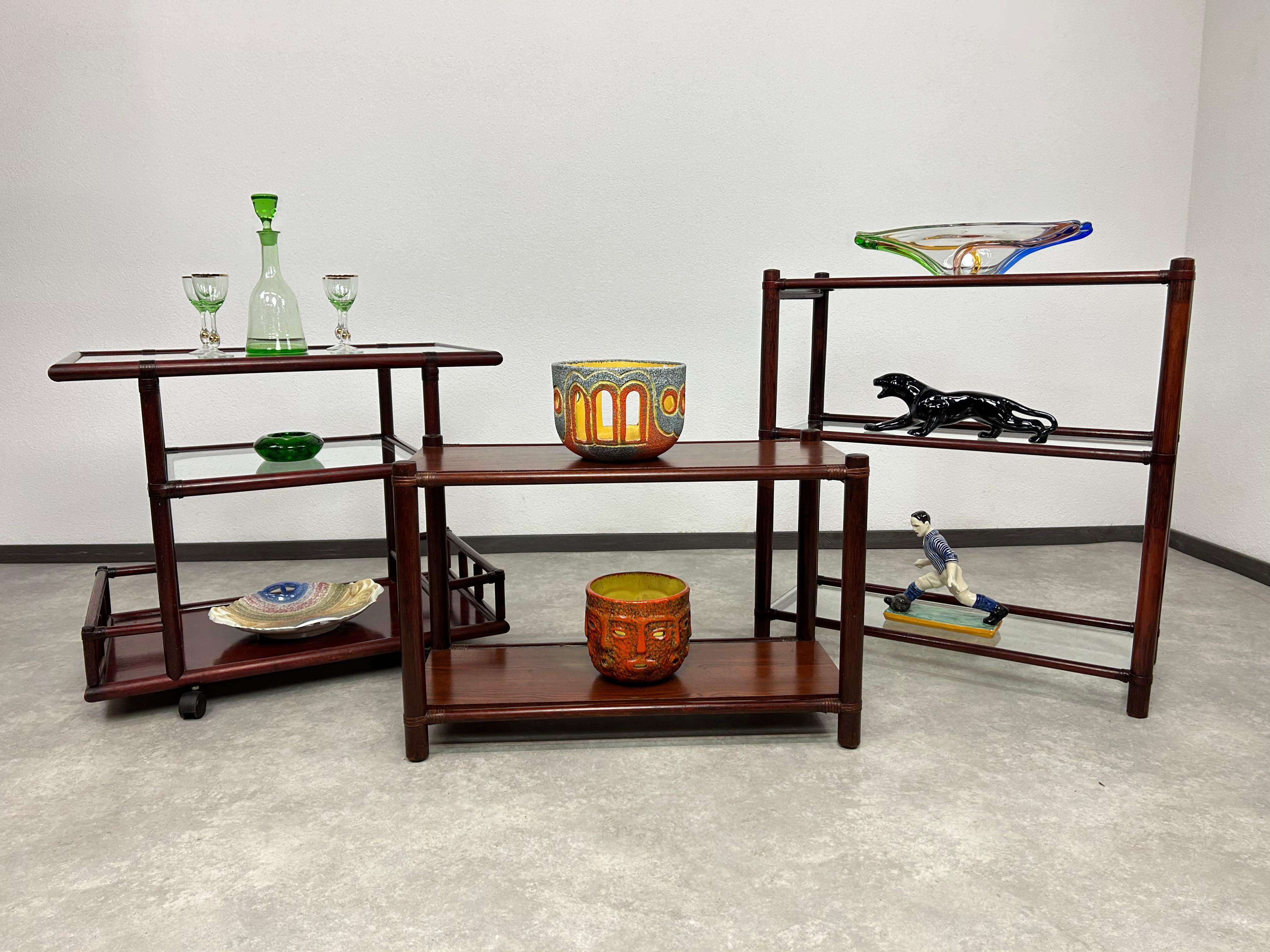 Mid-Century Modern Mid-century modern bamboo etagere by Gervasoni For Sale