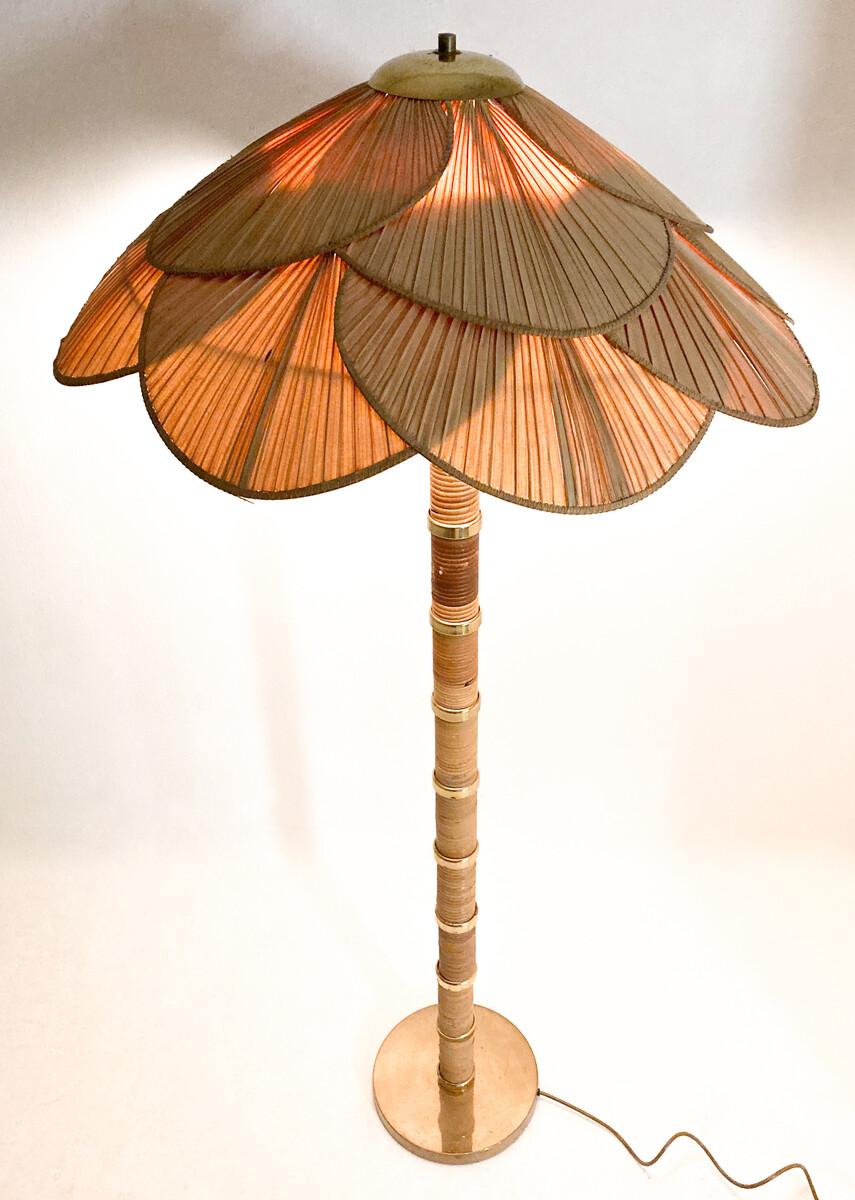 Lampada da terra in bambù moderna di metà secolo attribuita a Miranda Ab, anni '60 in vendita 6