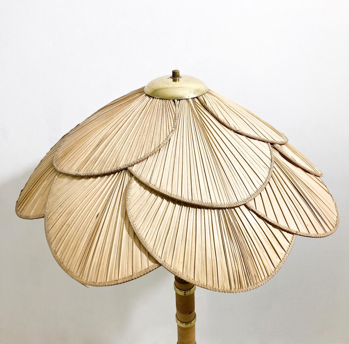 Lampada da terra in bambù moderna di metà secolo attribuita a Miranda Ab, anni '60 In condizioni buone in vendita a Brussels, BE