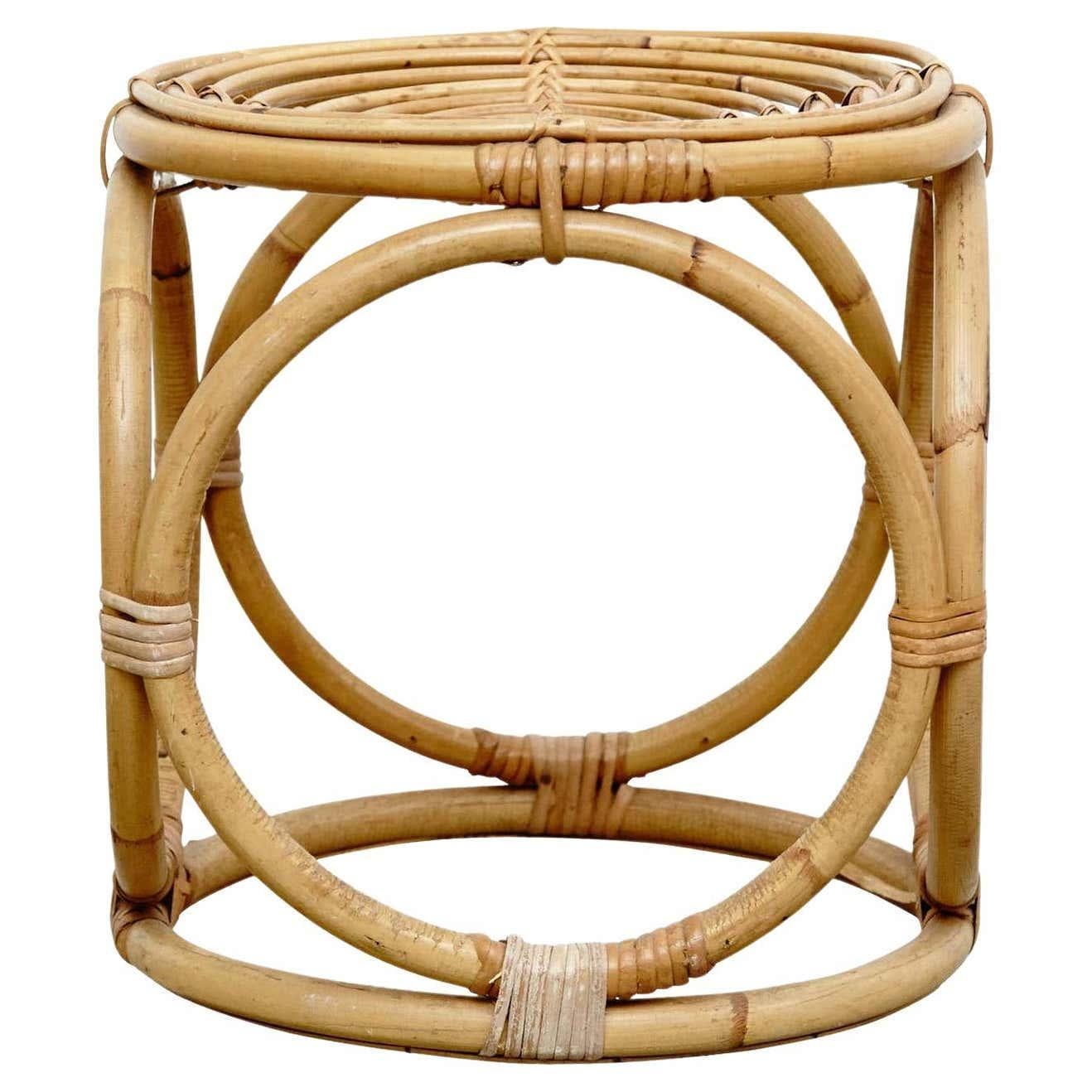 Mid-Century Modern Bamboo French Stool, circa 1960 For Sale 5