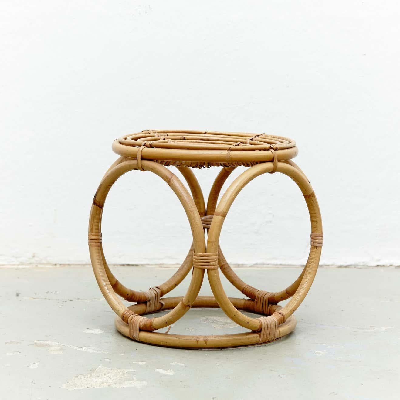 Mid-Century Modern Bamboo French Stool, circa 1960 In Good Condition In Barcelona, Barcelona