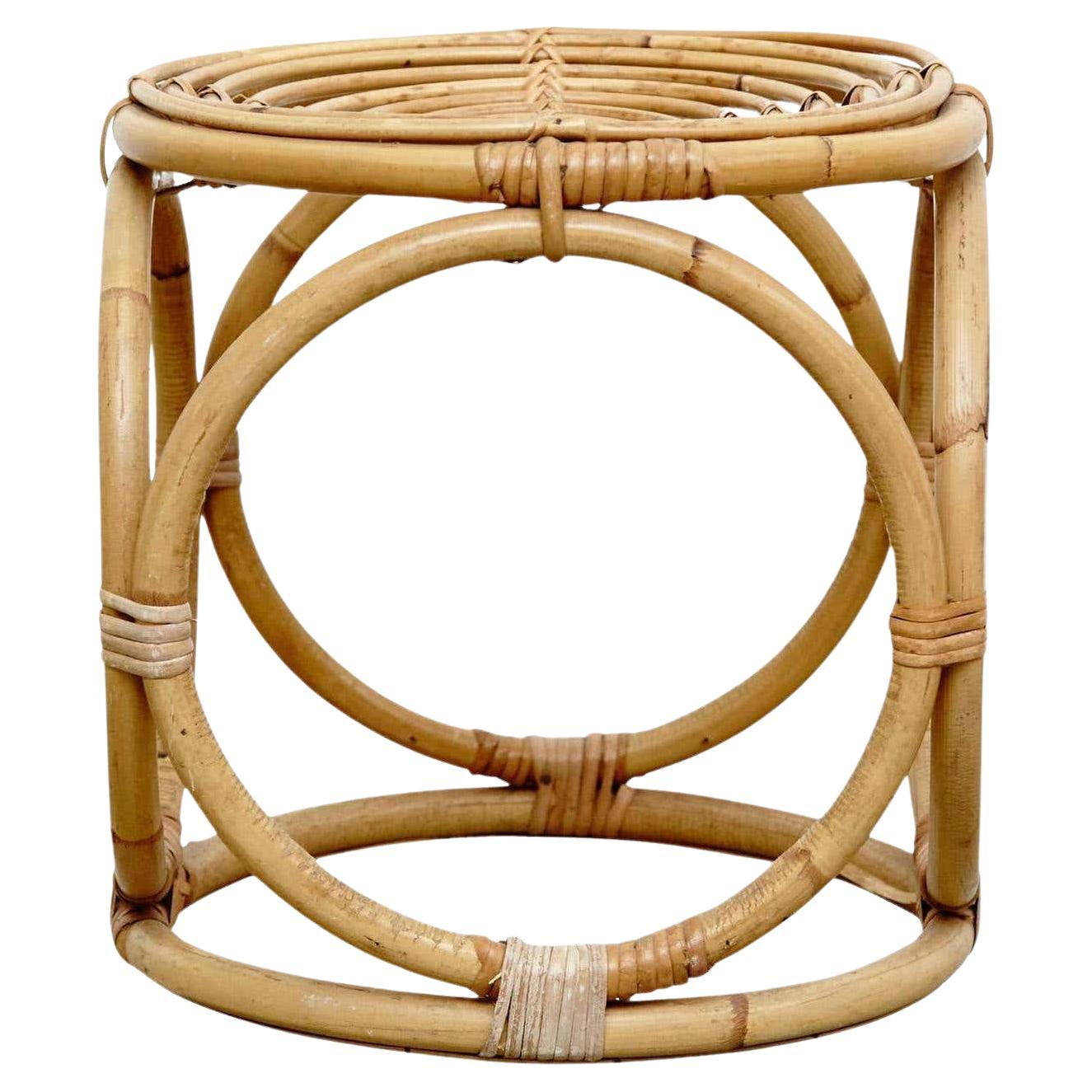 Spagnolo Sgabello francese in bambù moderno di metà secolo, 1960 circa in vendita