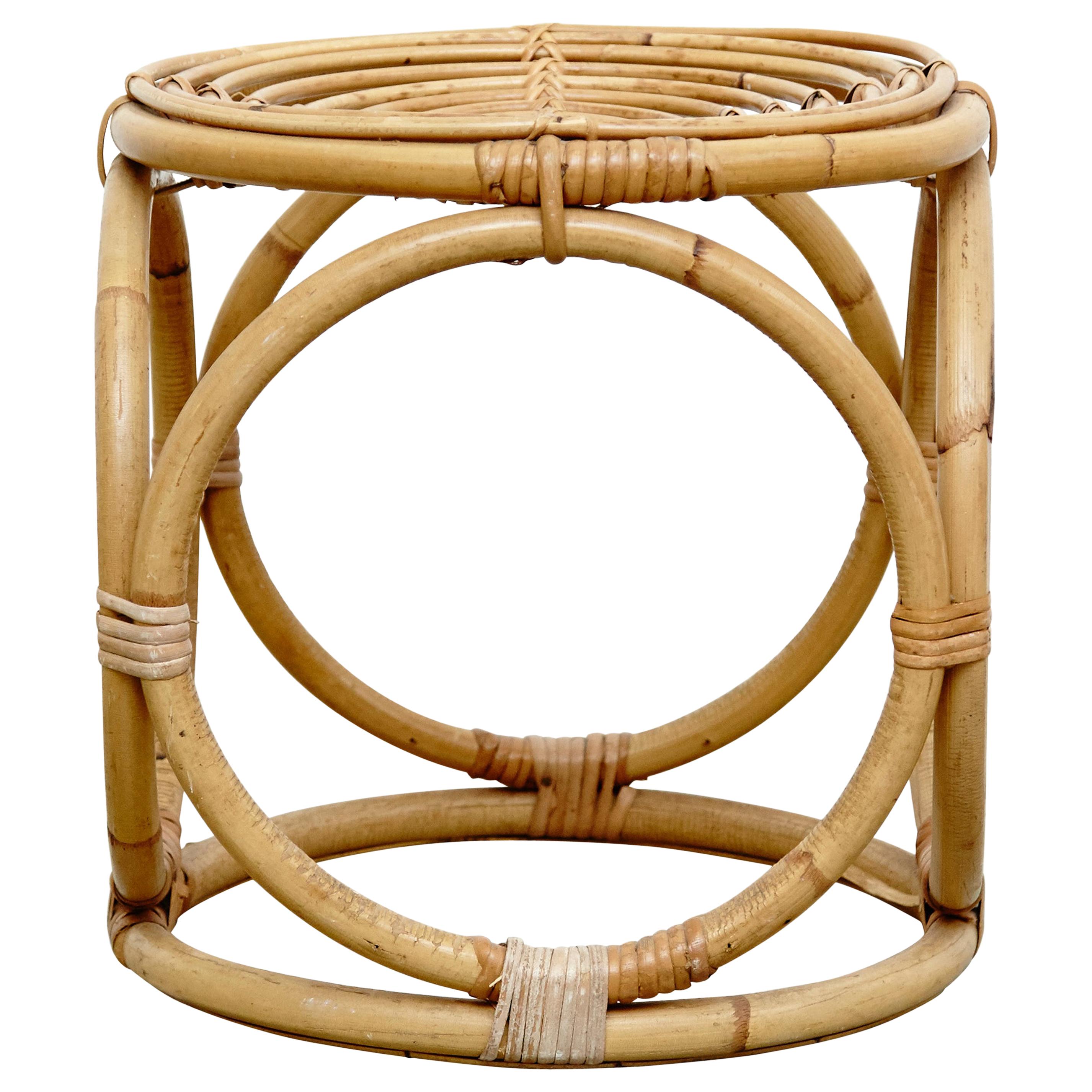 MidCentury Modern Bamboo Stool in Franca Helg Manner For Sale at 1stDibs