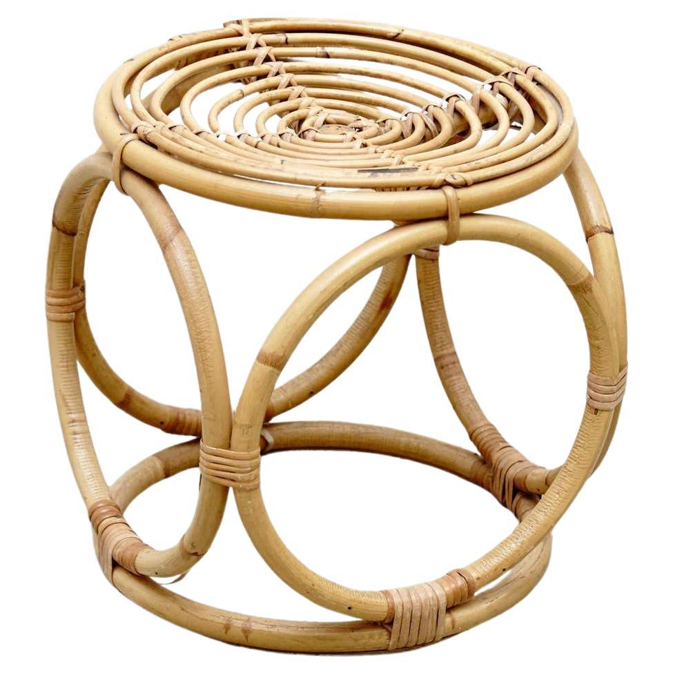 Mid-Century Modern Bamboo French Stool, circa 1960