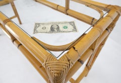 Mid-Century Modern Bamboo Glass Top Console Sofa Table