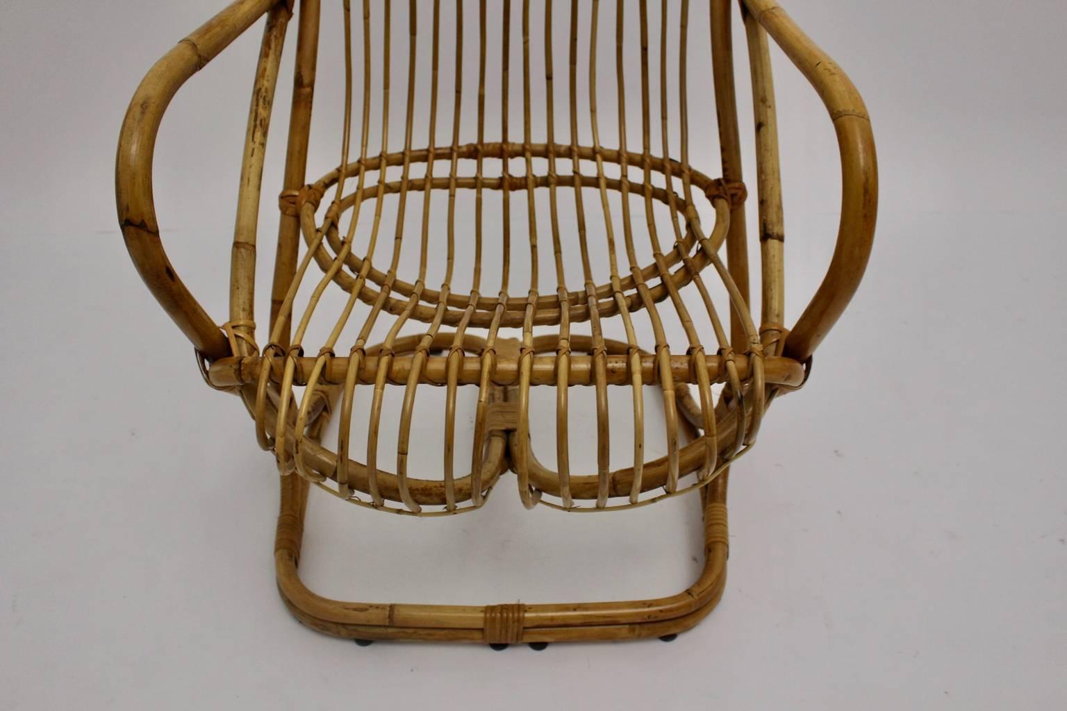 Mid-Century Modern Vintage Bamboo High Back Armchair, 1960s, Italy For Sale 3