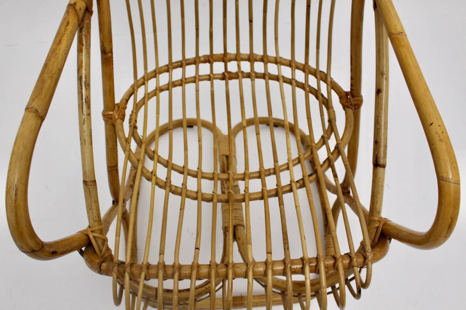 Fauteuil vintage à haut dossier en bambou, Italie, années 1960 en vente 5