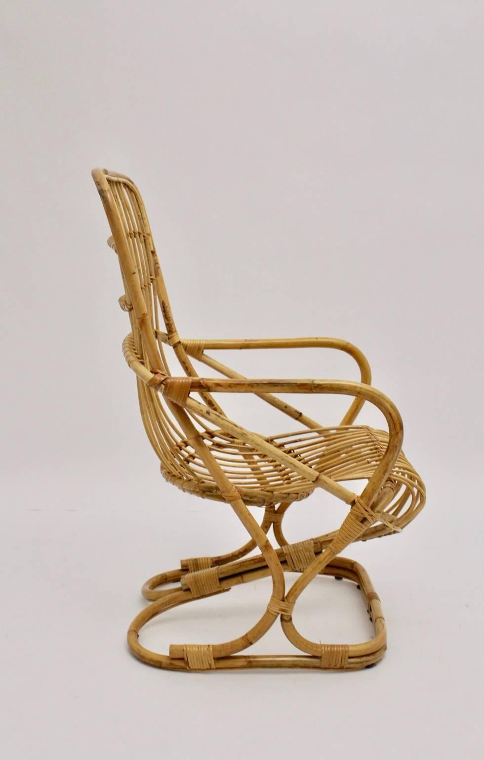 Mid-Century Modern Vintage Bamboo High Back Armchair, 1960er, Italien (Moderne der Mitte des Jahrhunderts) im Angebot