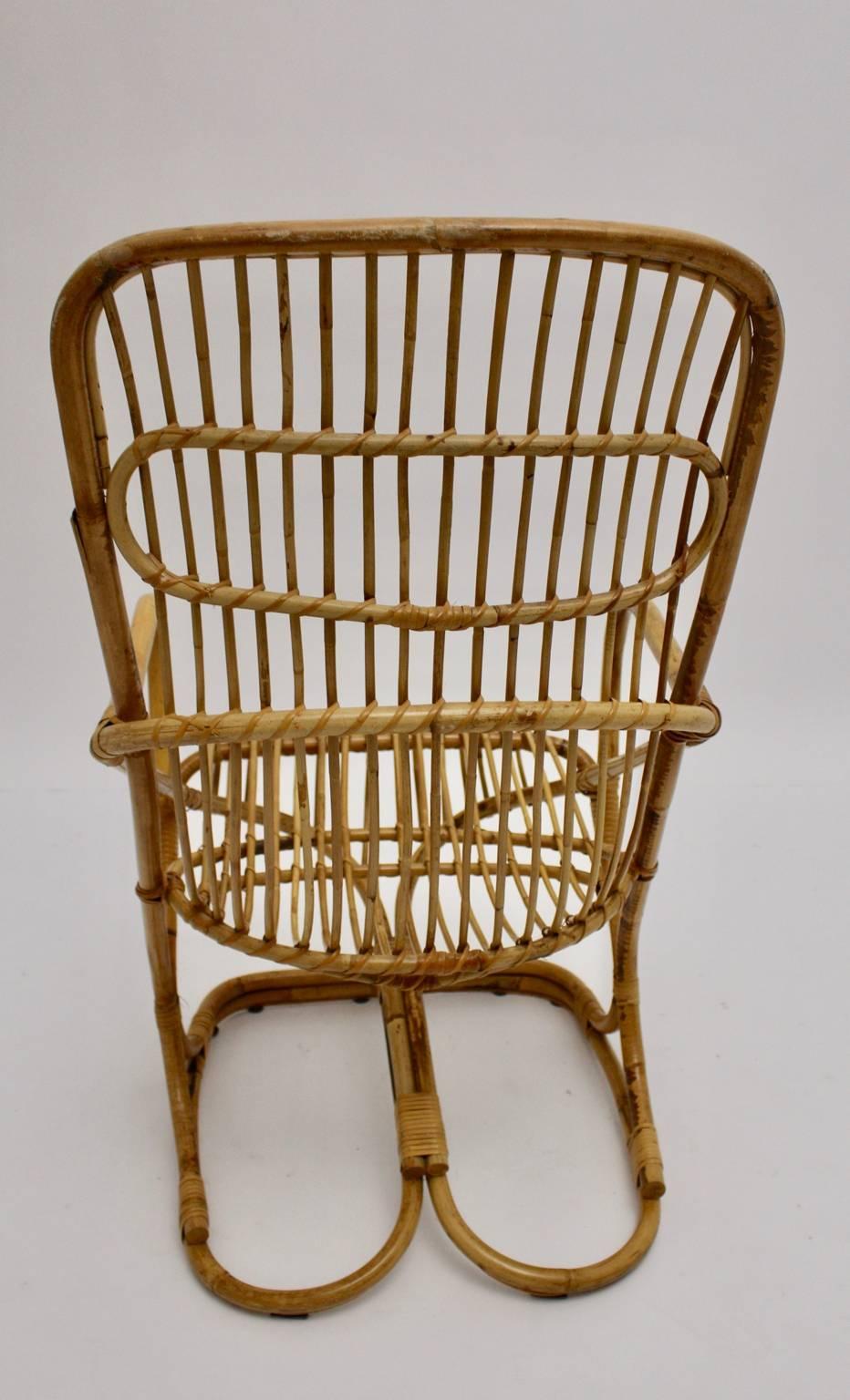 Mid-Century Modern Vintage Bamboo High Back Armchair, 1960s, Italy For Sale 1
