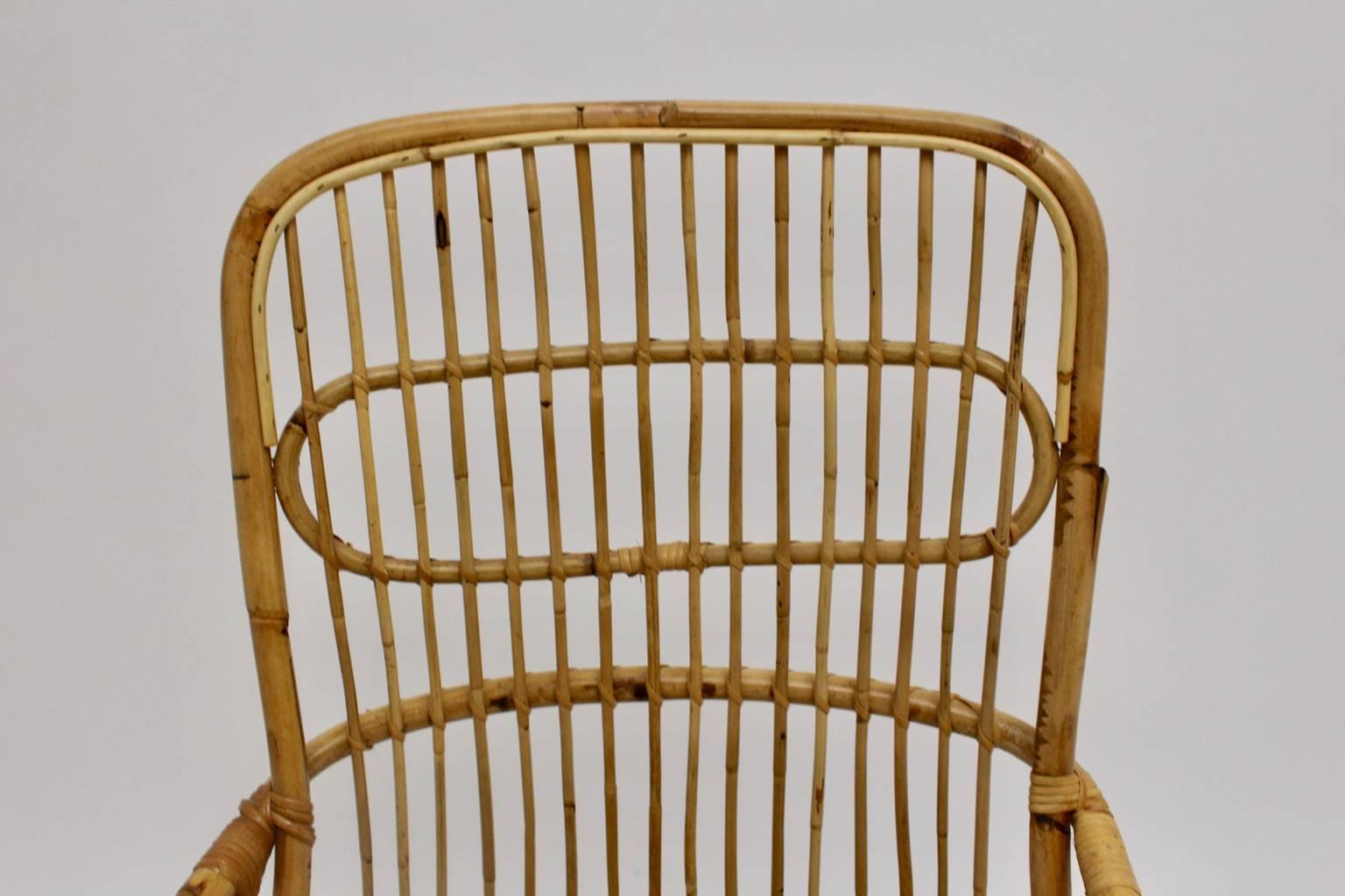 Mid-Century Modern Vintage Bamboo High Back Armchair, 1960er, Italien im Angebot 3