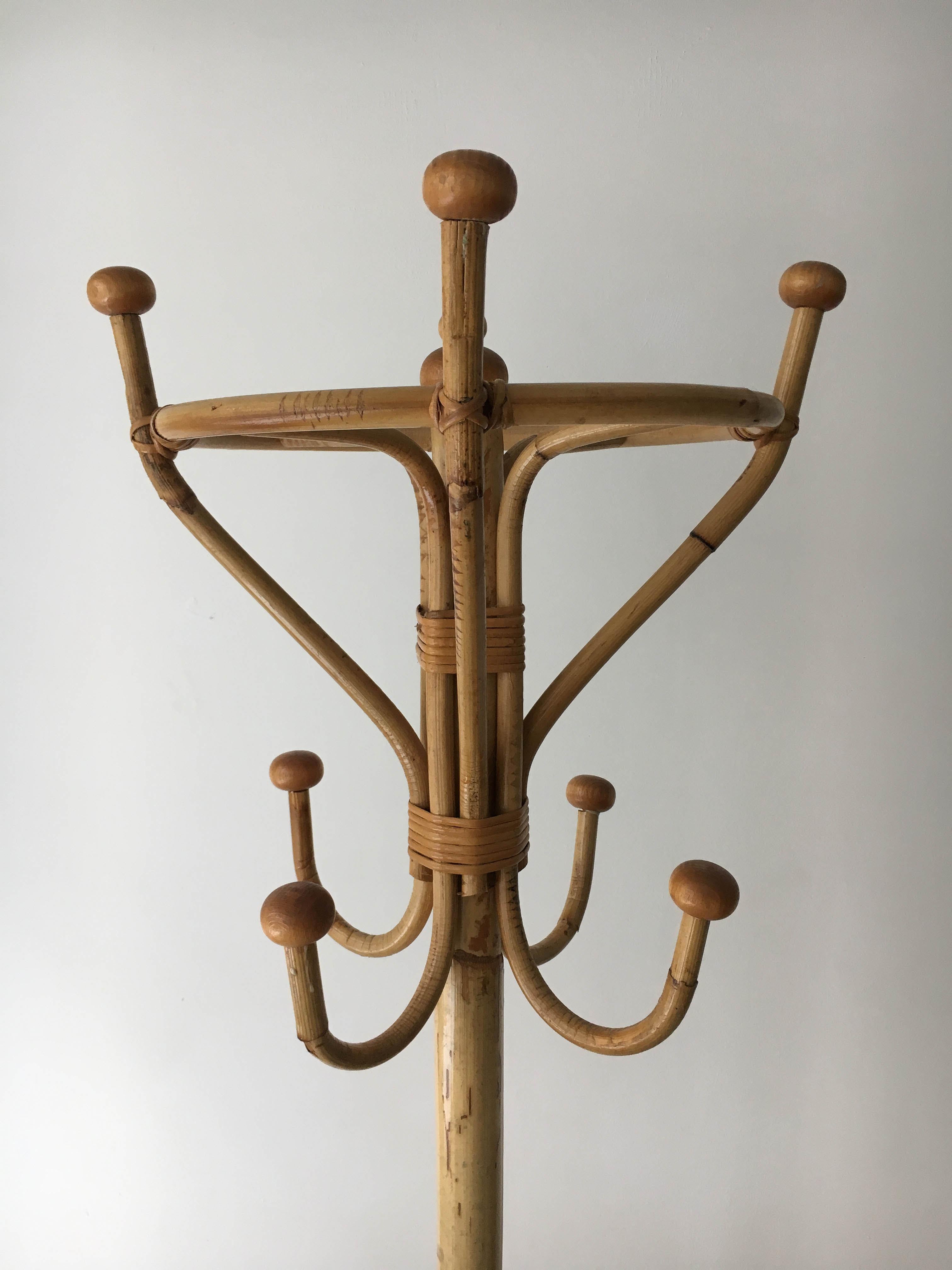 Mid-Century Modern Bamboo Italian Coat Stand, Italy, 1970s In Good Condition For Sale In Vienna, AT