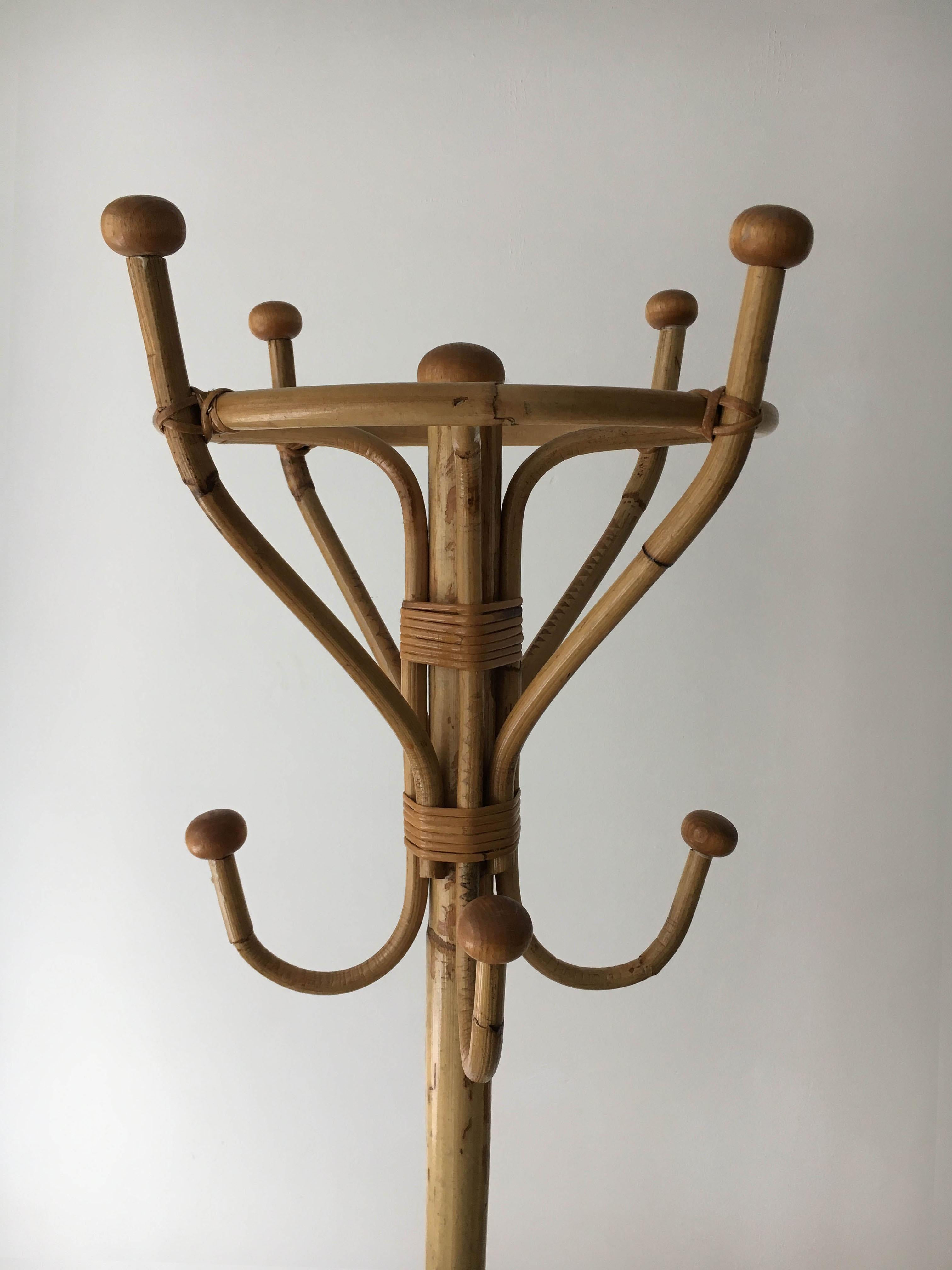 Mid-Century Modern Bamboo Italian Coat Stand, Italy, 1970s For Sale 1
