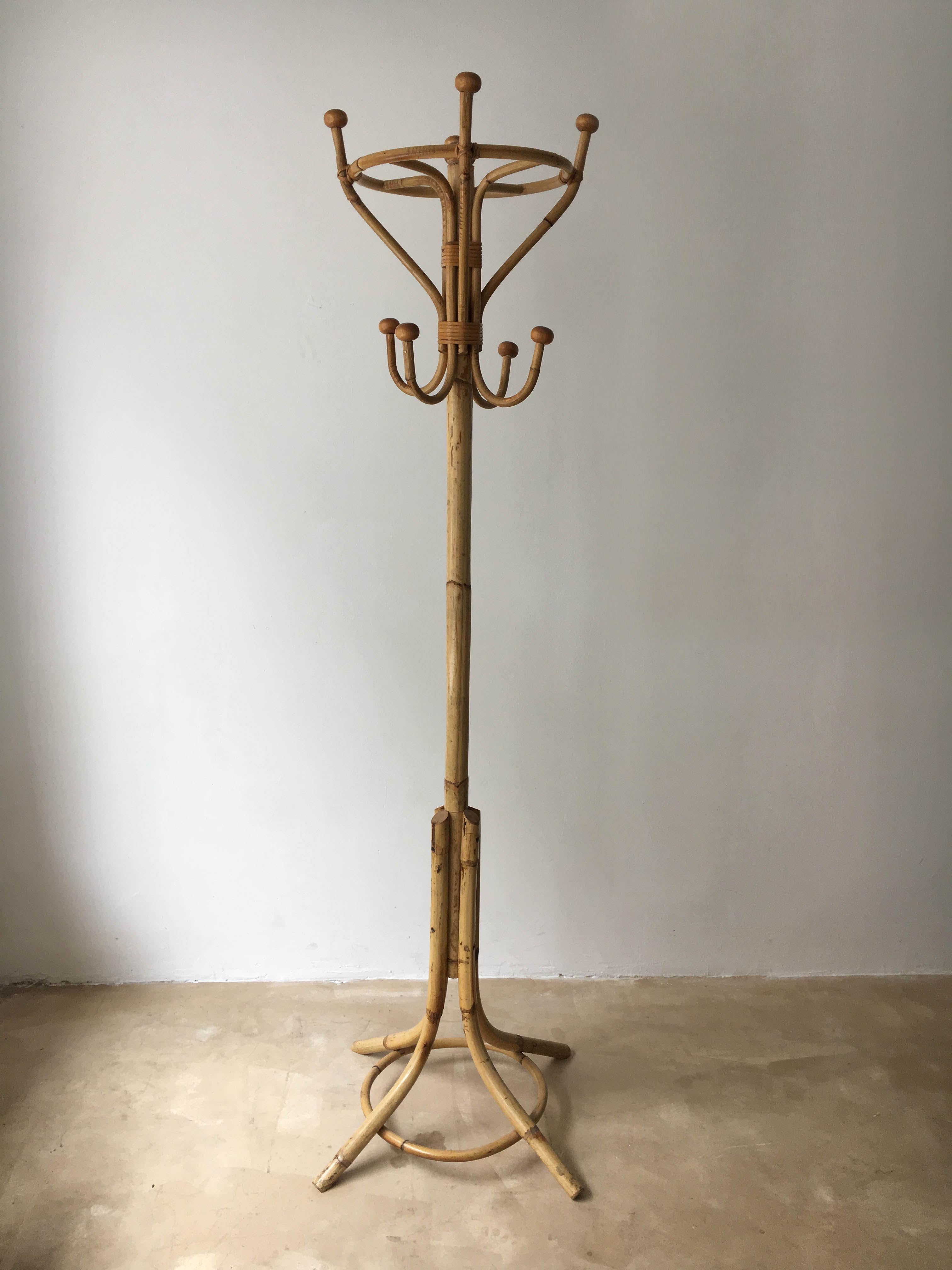 Mid-Century Modern Bamboo Italian Coat Stand, Italy, 1970s For Sale 2
