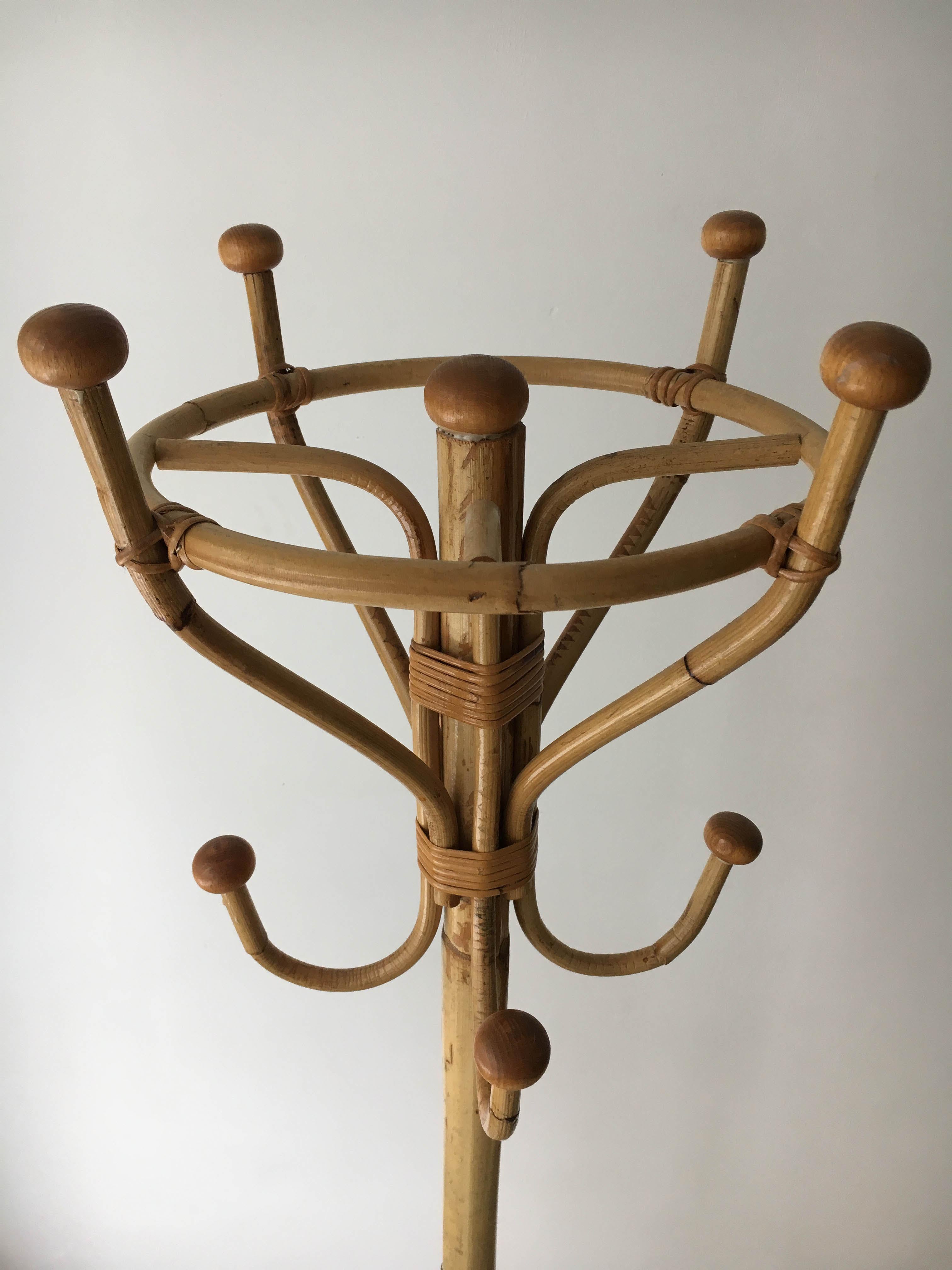 Mid-Century Modern Bamboo Italian Coat Stand, Italy, 1970s For Sale 4