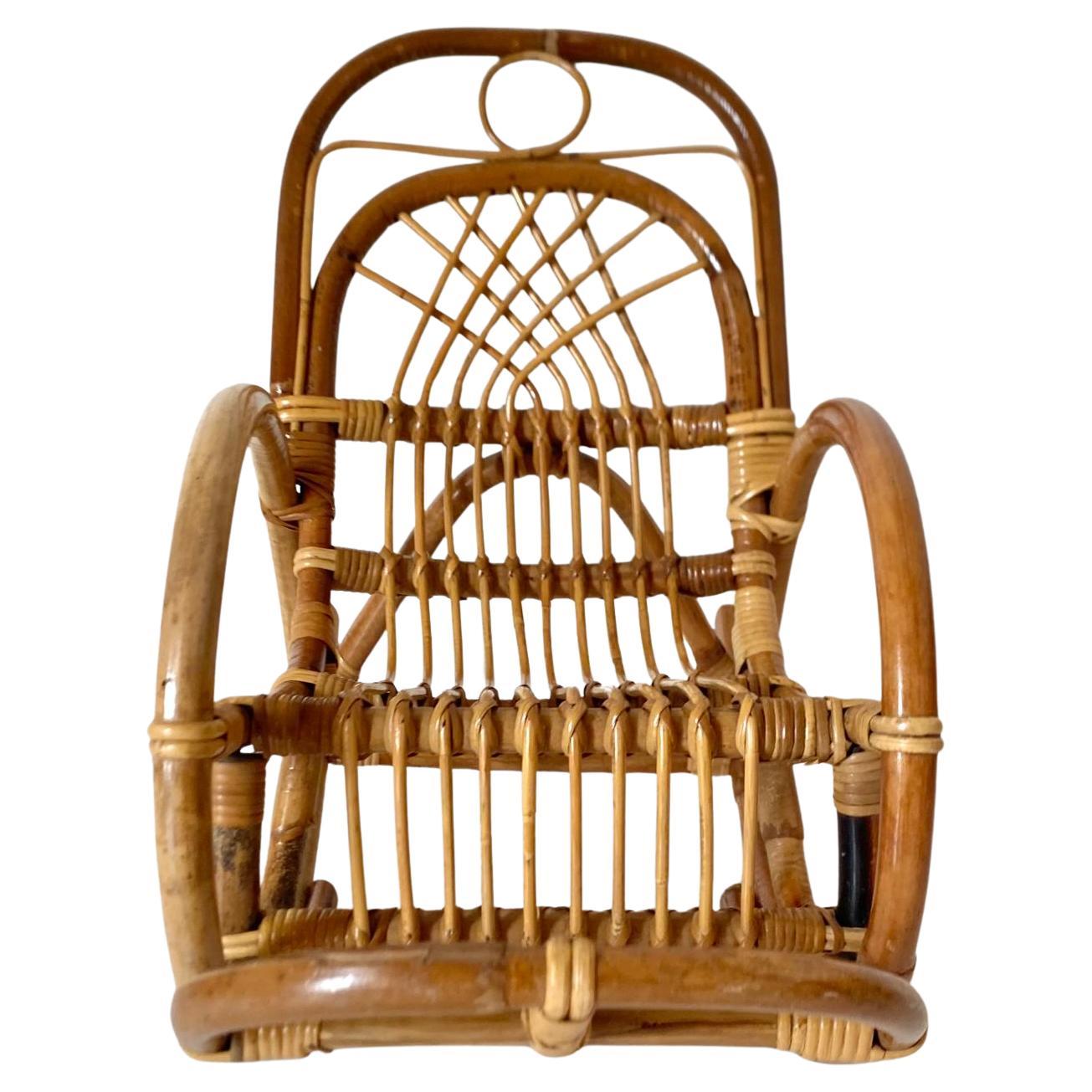 Mid-Century Modern Mid Century Modern Bamboo Kids Rocking Chairs, Italy 1960s For Sale