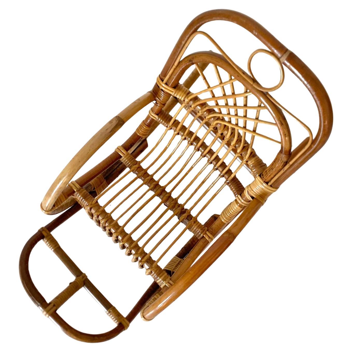Mid-20th Century Mid Century Modern Bamboo Kids Rocking Chairs, Italy 1960s For Sale