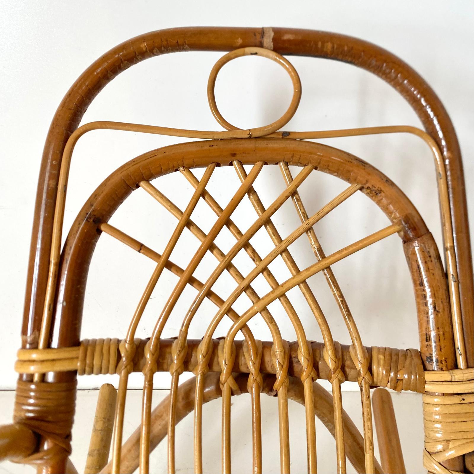 Mid Century Modern Bamboo Kids Rocking Chairs, Italy 1960s For Sale 1