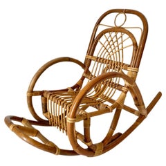 Mid Century Modern Bamboo Kids Rocking Chairs, Italien 1960s
